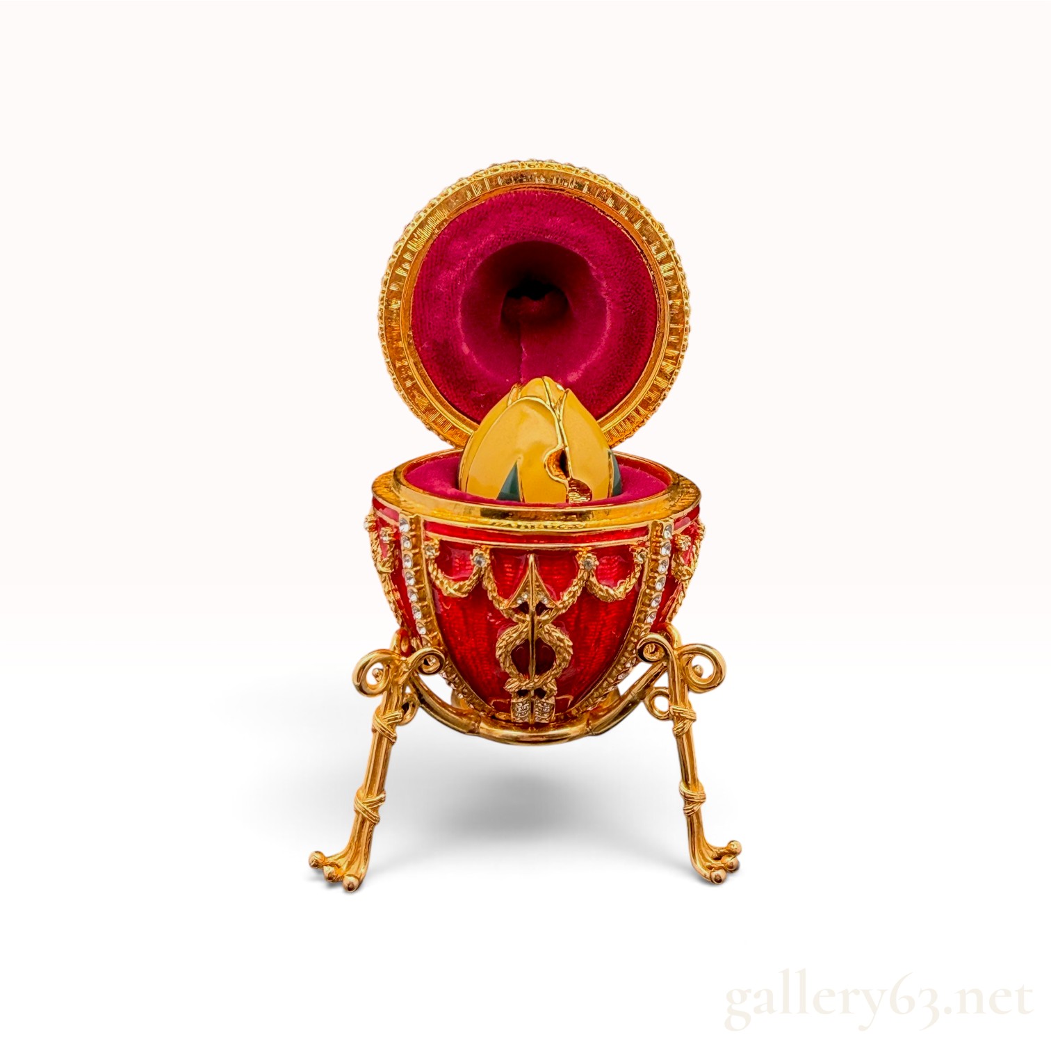 Estate Faberge Enamel Rose Bud Egg