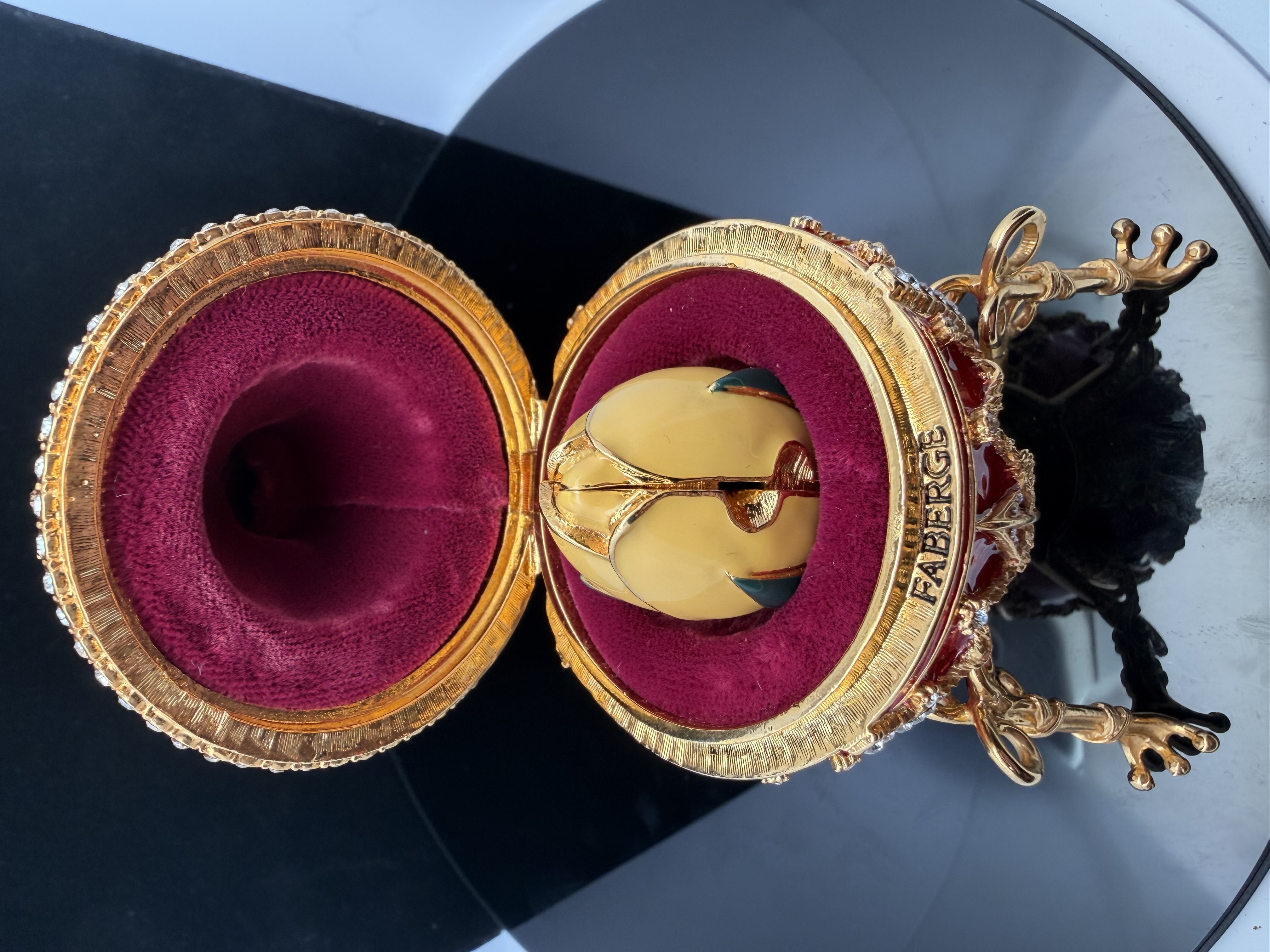 Estate Faberge Enamel Rose Bud Egg