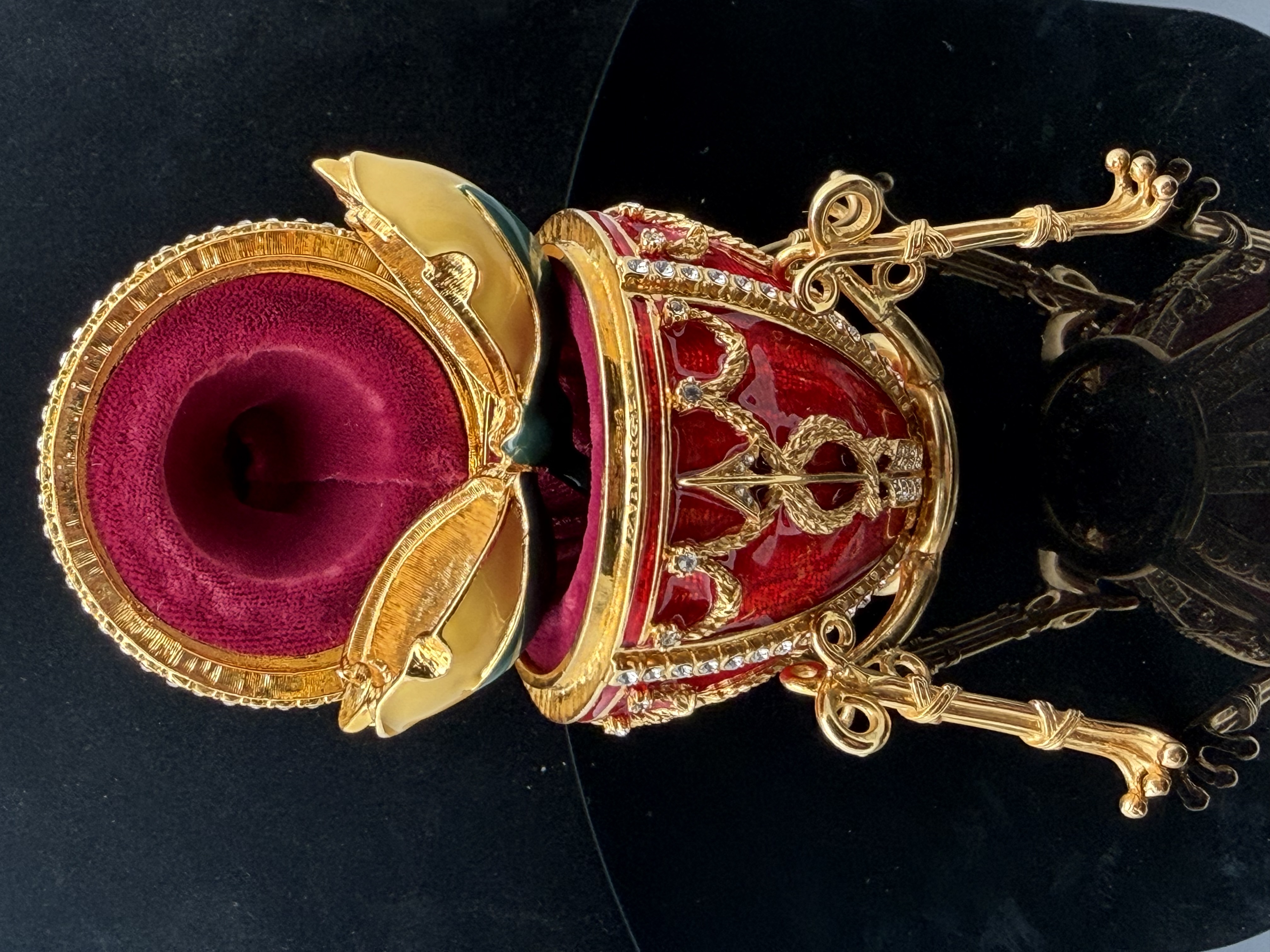 Estate Faberge Enamel Rose Bud Egg