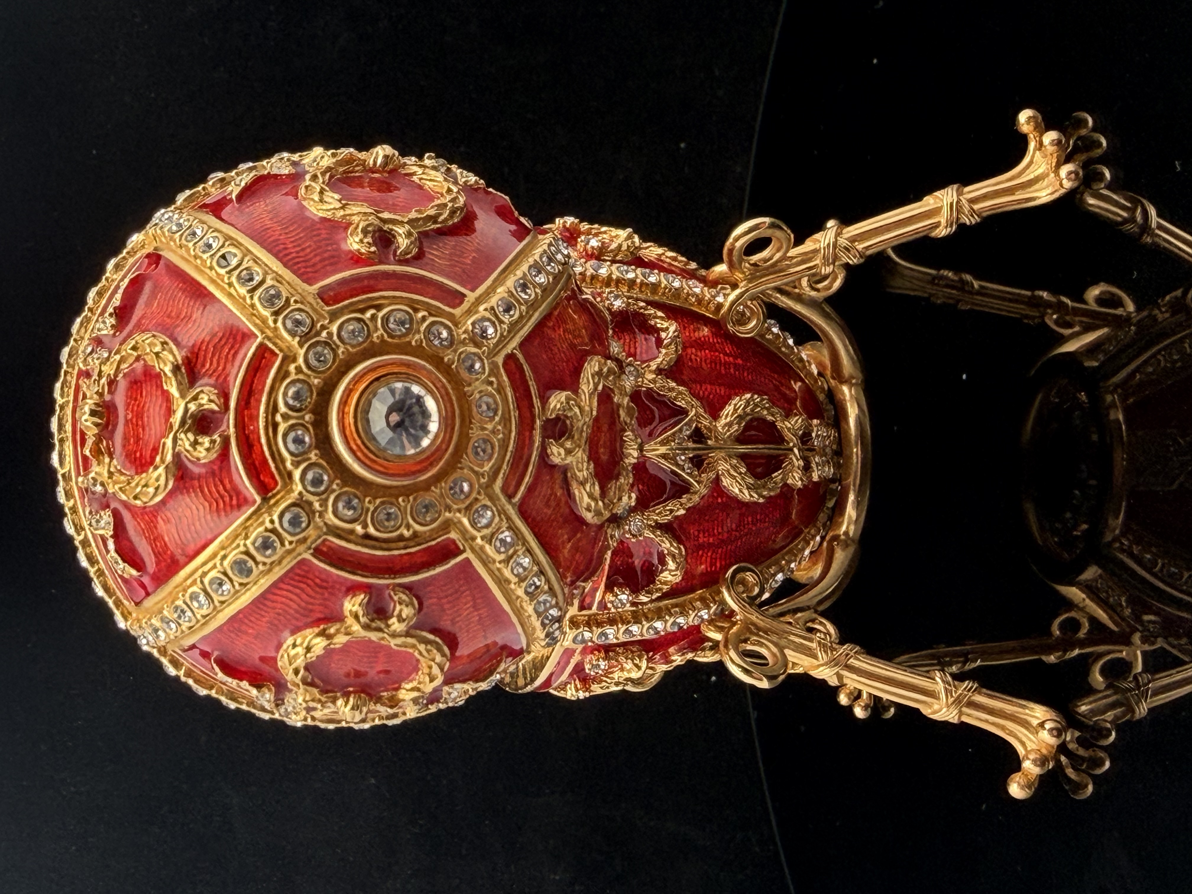 Estate Faberge Enamel Rose Bud Egg