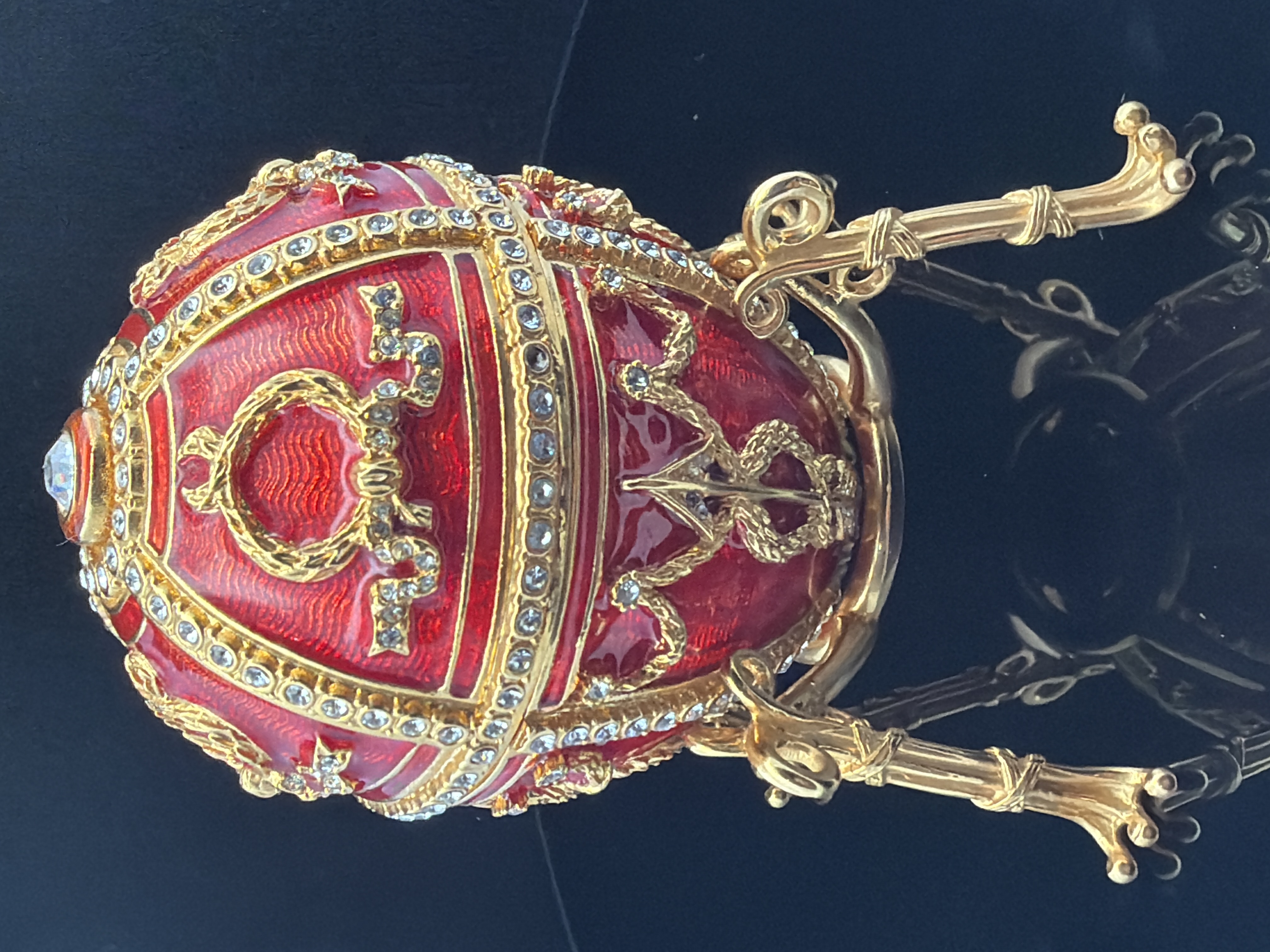 Estate Faberge Enamel Rose Bud Egg