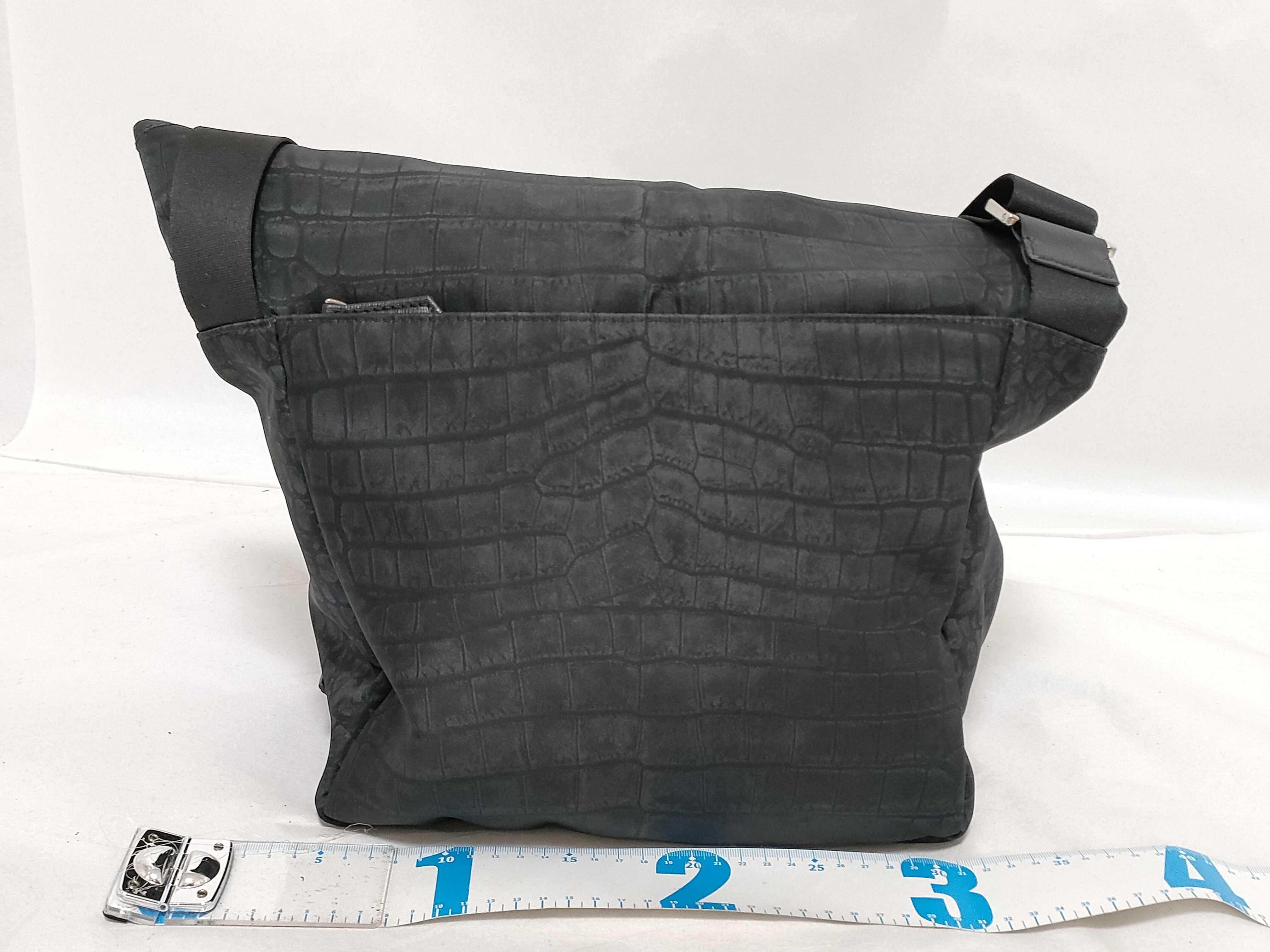 Fendi Black Embossed Textile Messenger Bag