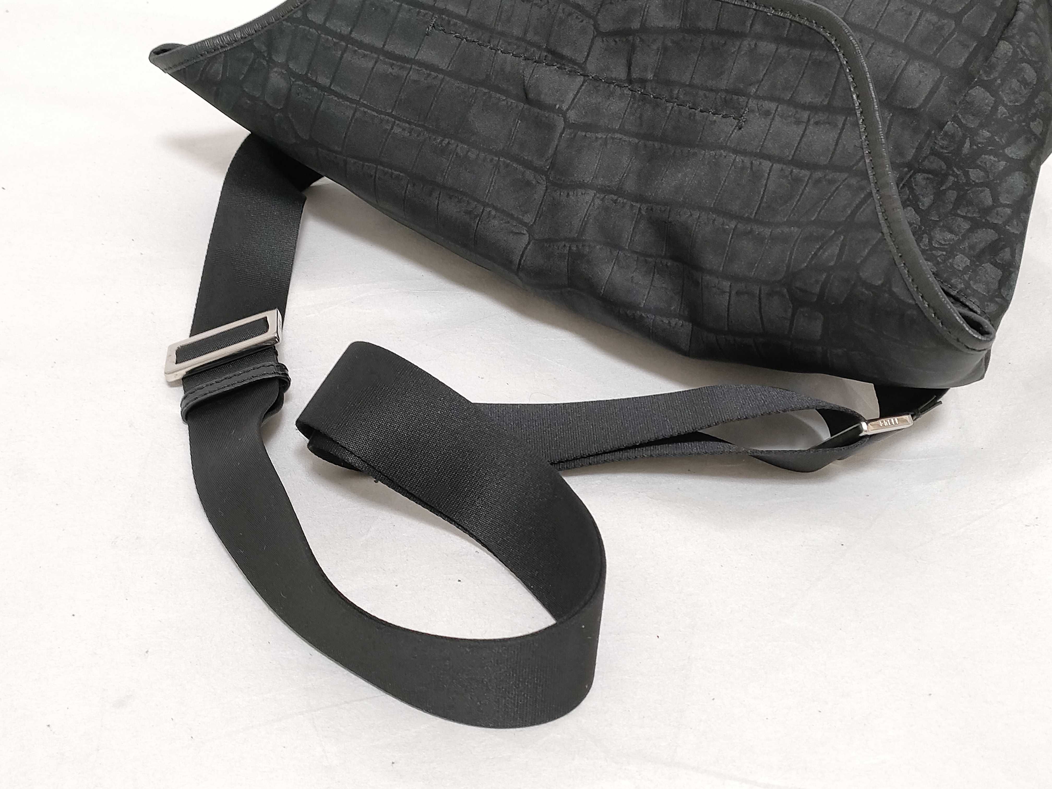 Fendi Black Embossed Textile Messenger Bag