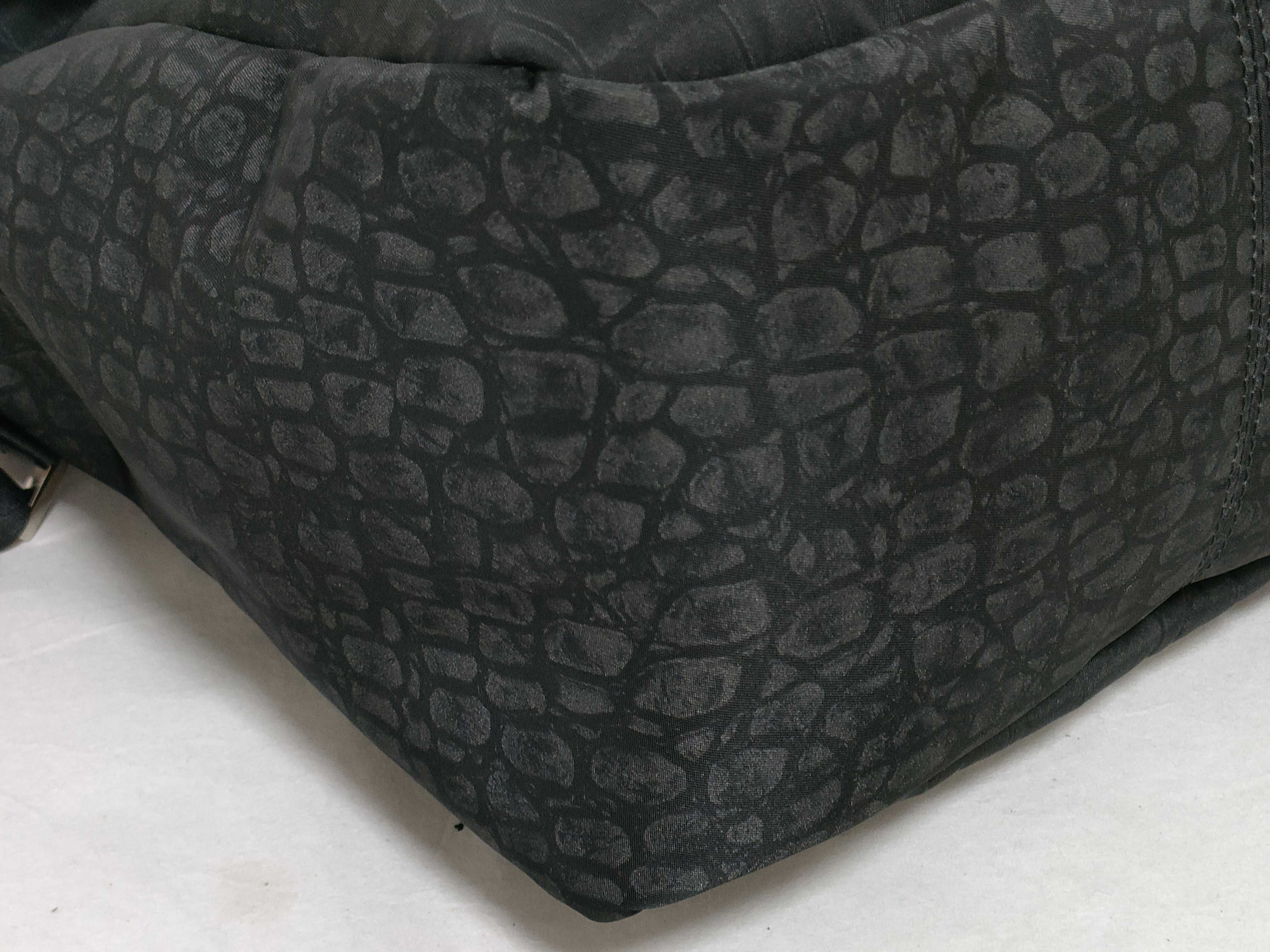 Fendi Black Embossed Textile Messenger Bag