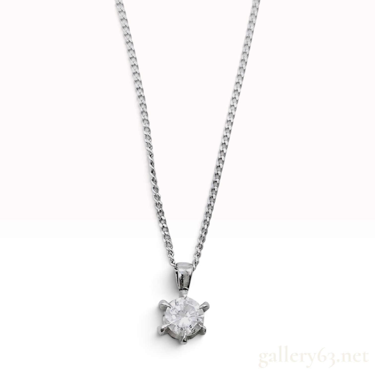 Diamond Solitaire Pendant Necklace D0.36ct Pt850 18KWG