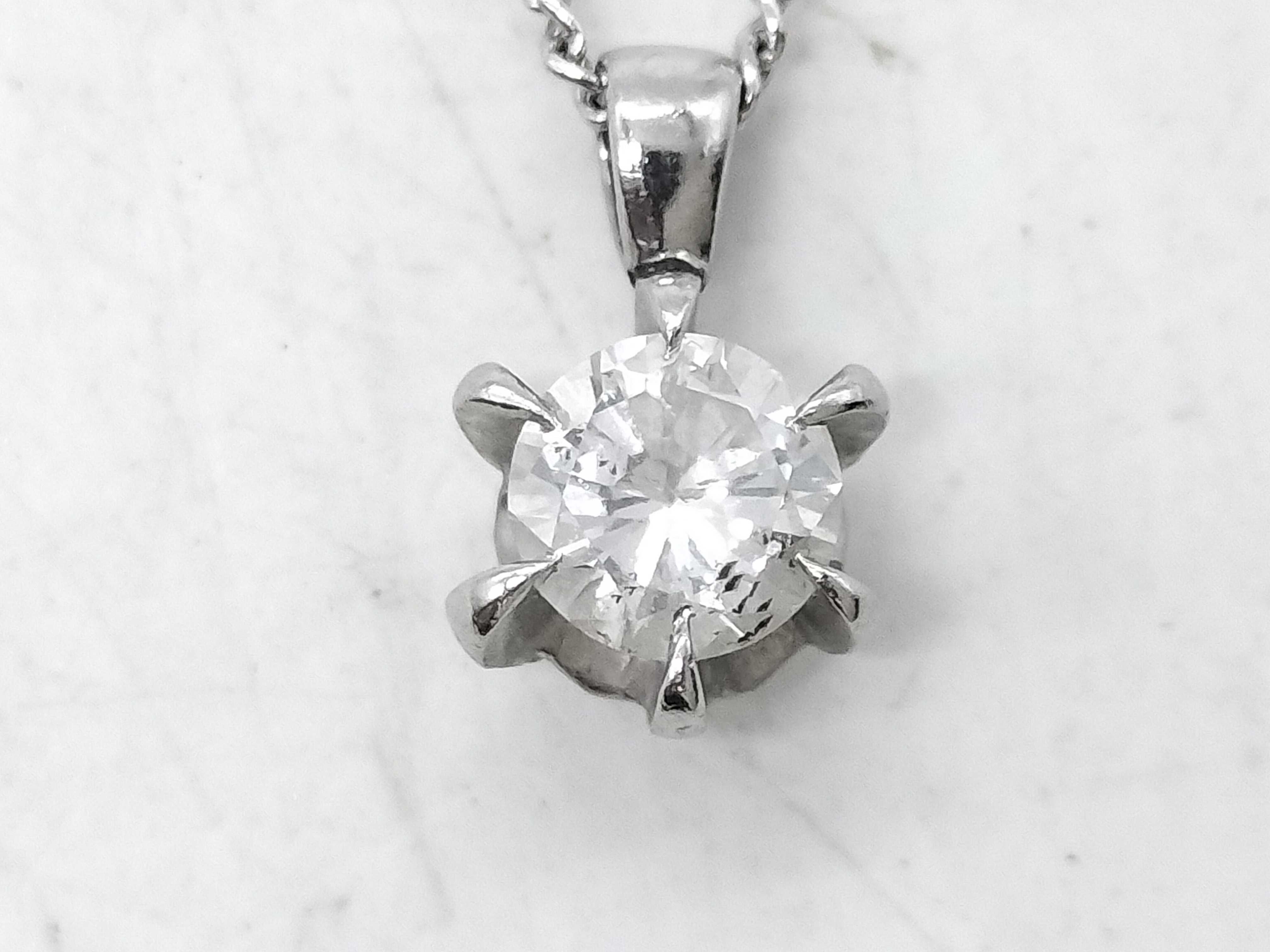 Diamond Solitaire Pendant Necklace D0.36ct Pt850 18KWG