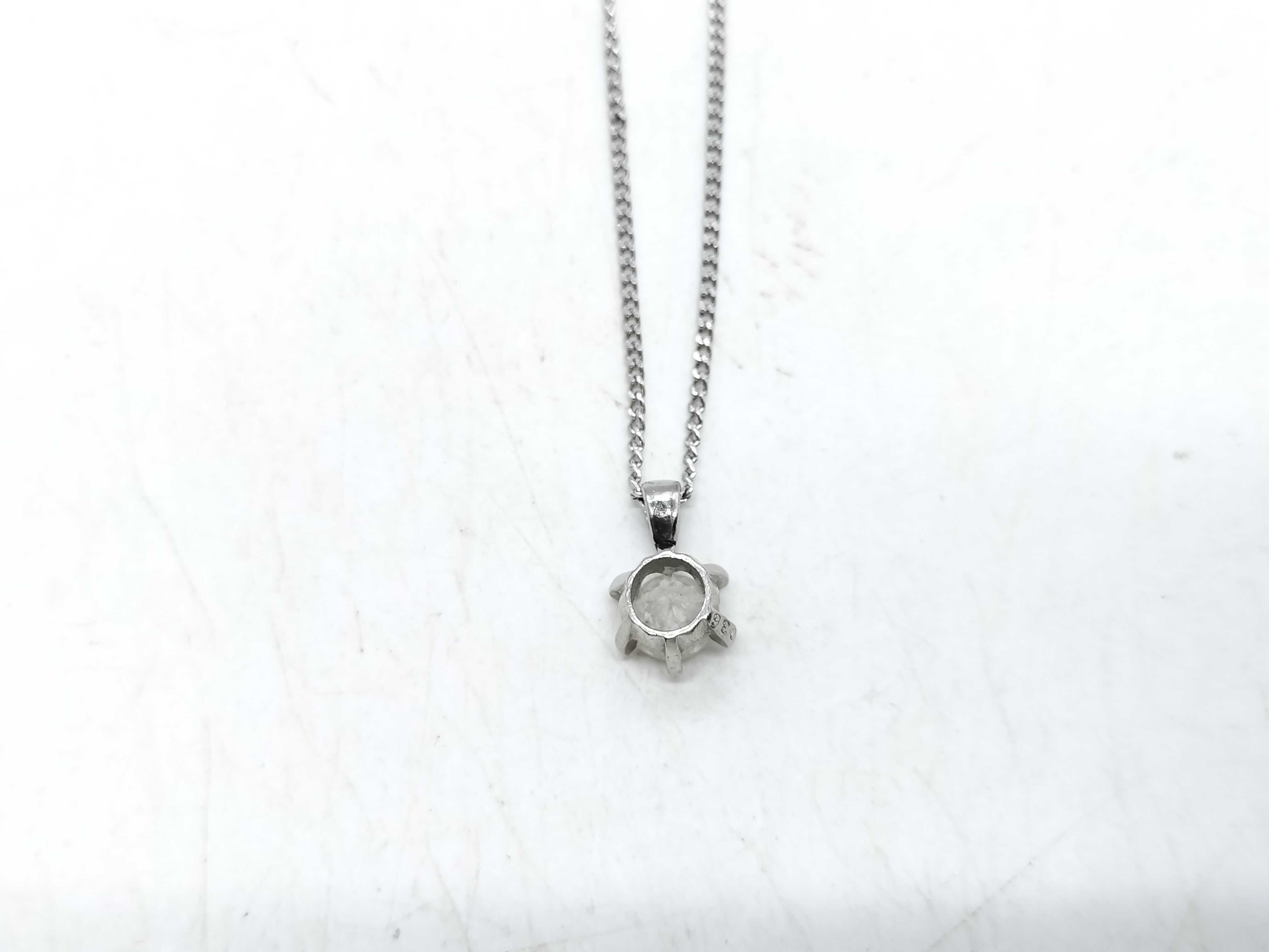 Diamond Solitaire Pendant Necklace D0.36ct Pt850 18KWG