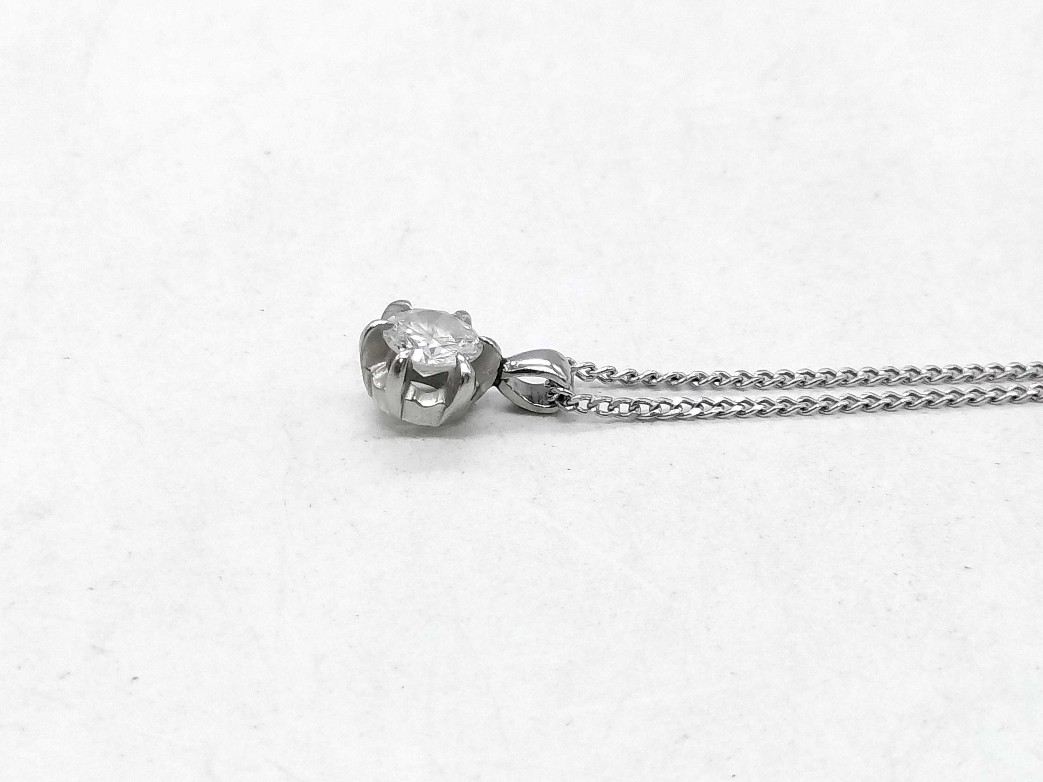 Diamond Solitaire Pendant Necklace D0.36ct Pt850 18KWG