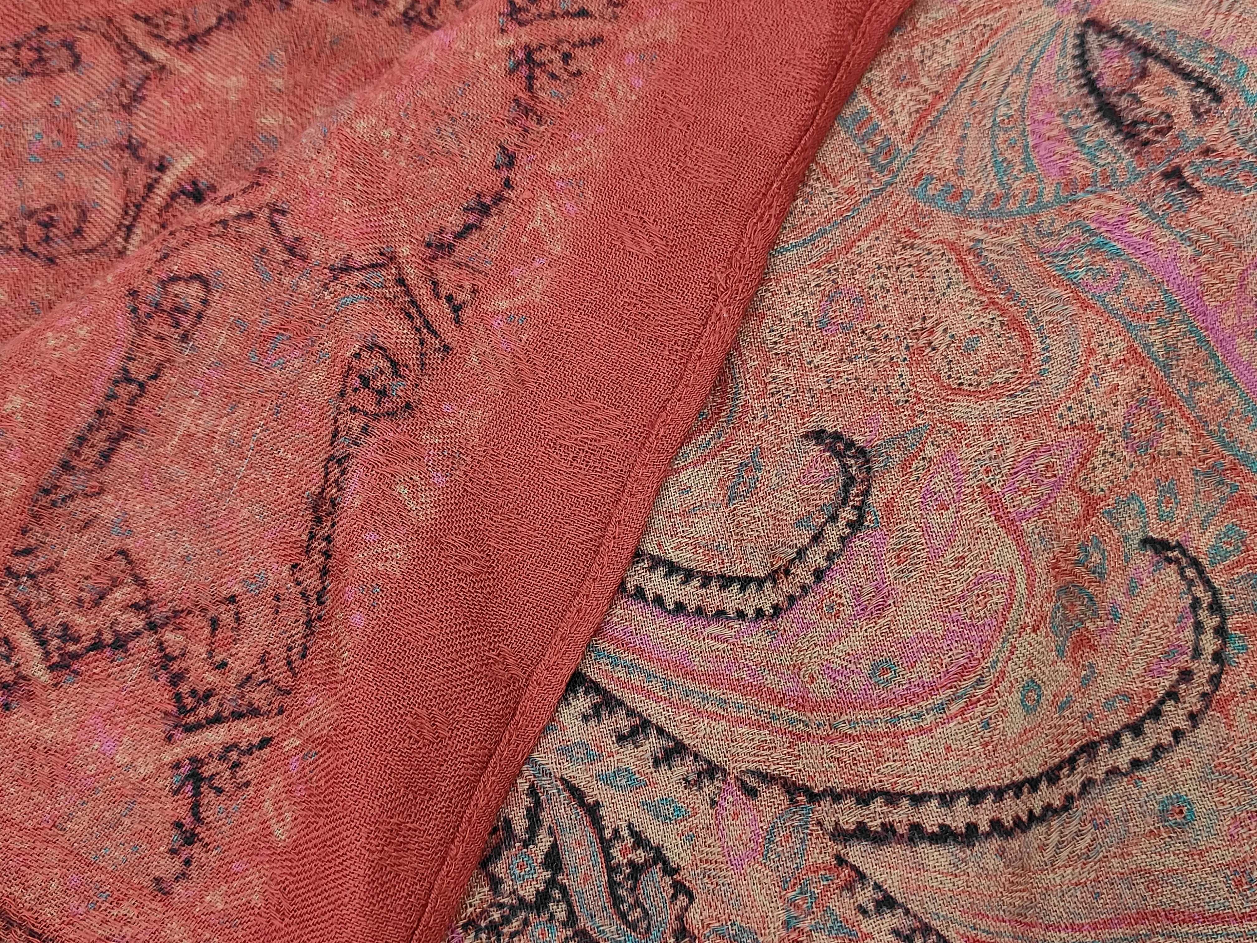 Vintage Yves Saint Laurent Red Paisley Wool and Silk Scarf 110 cm