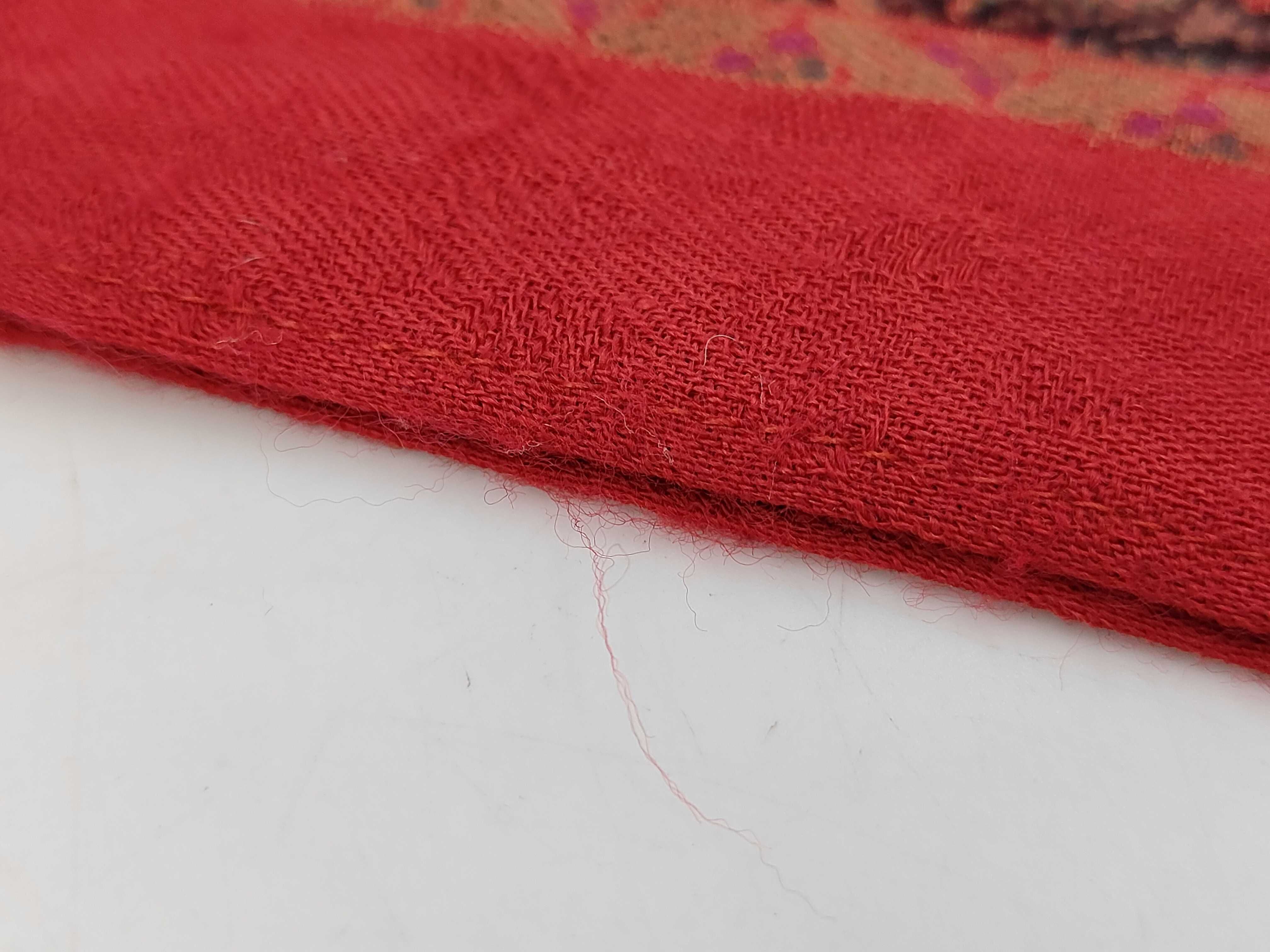Vintage Yves Saint Laurent Red Paisley Wool and Silk Scarf 110 cm