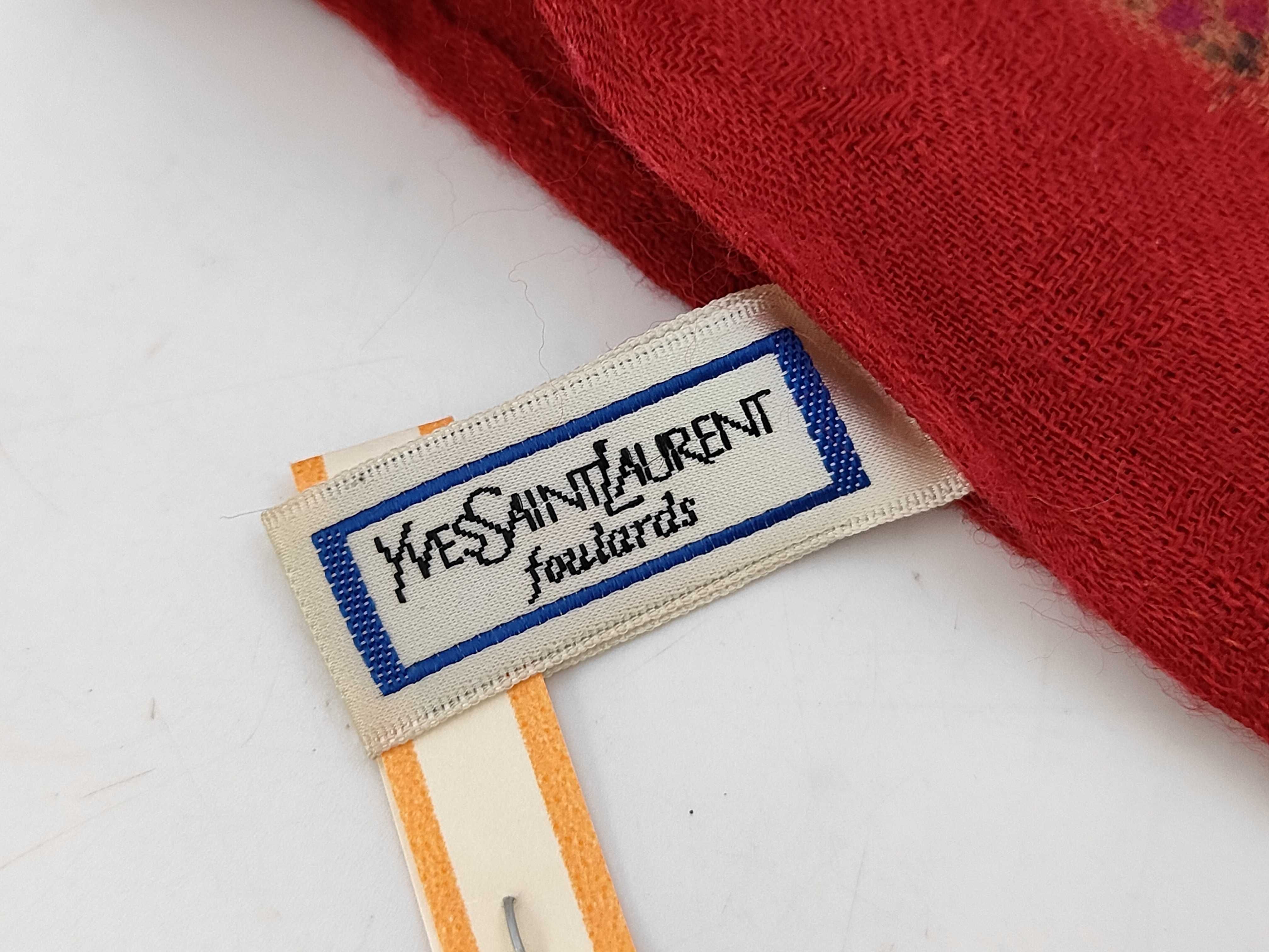Vintage Yves Saint Laurent Red Paisley Wool and Silk Scarf 110 cm