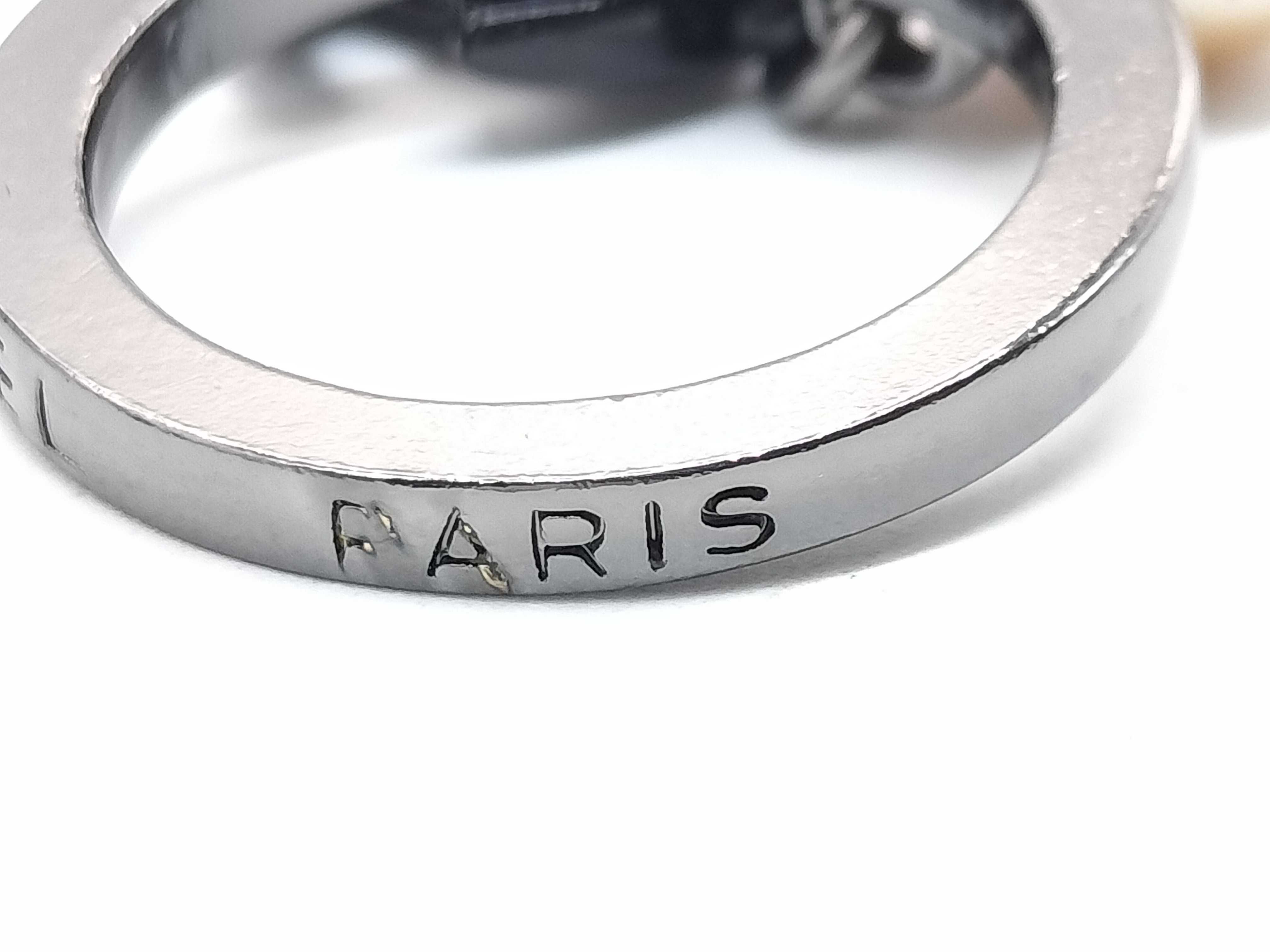 Chanel Oversized Faux Pearl and CC Logo Gunmetal Ring with Box