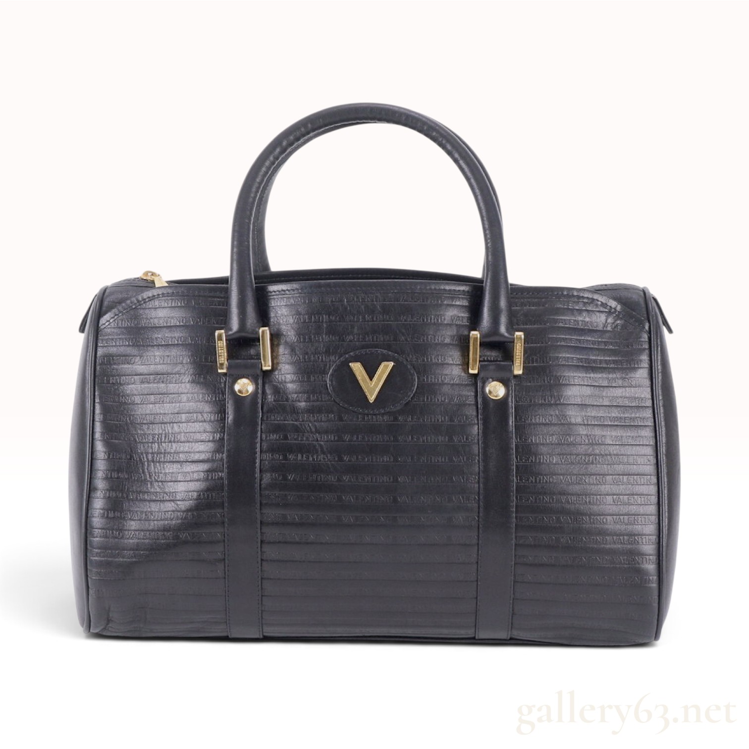 Vintage Mario Valentino Black Embossed Leather Satchel Bag