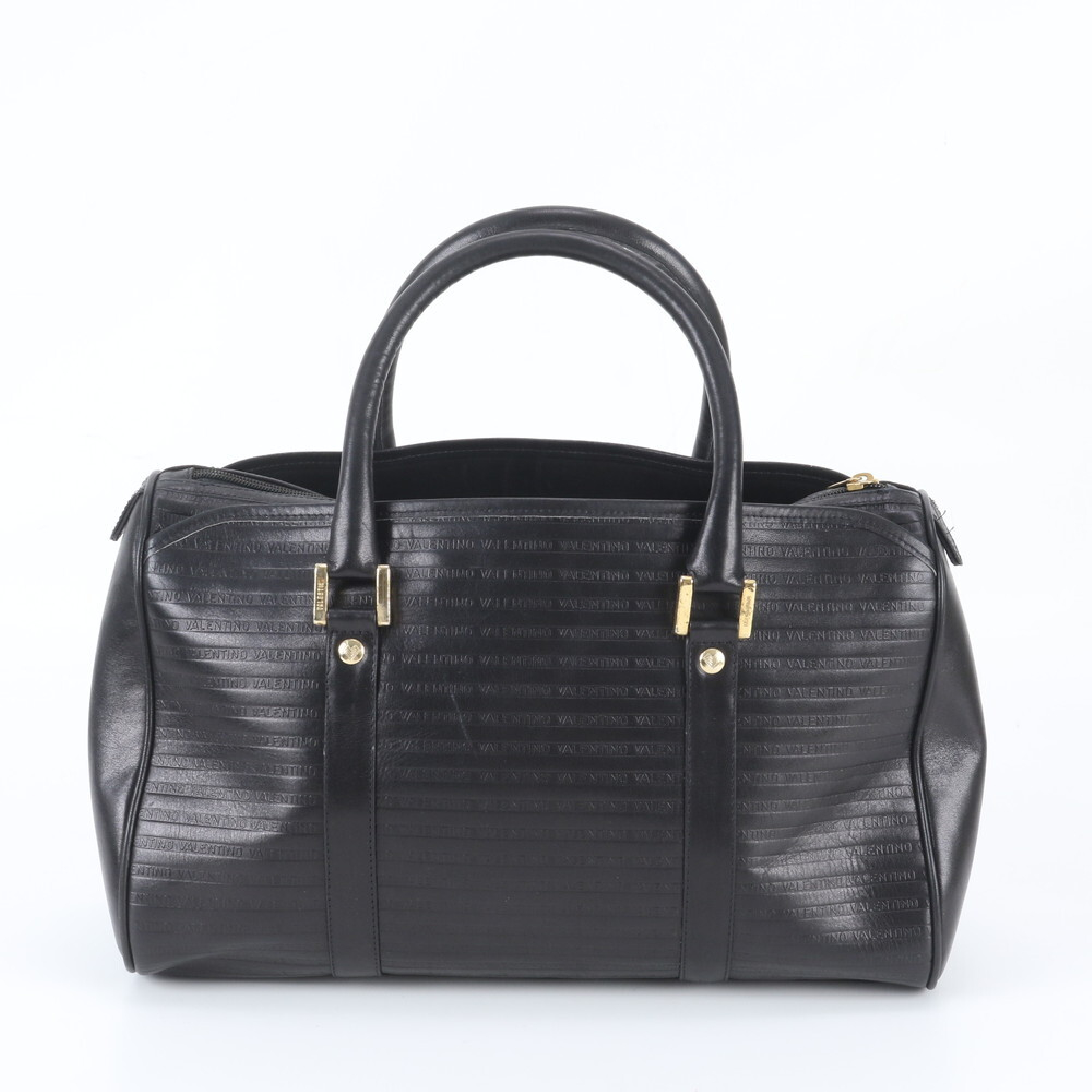Vintage Mario Valentino Black Embossed Leather Satchel Bag