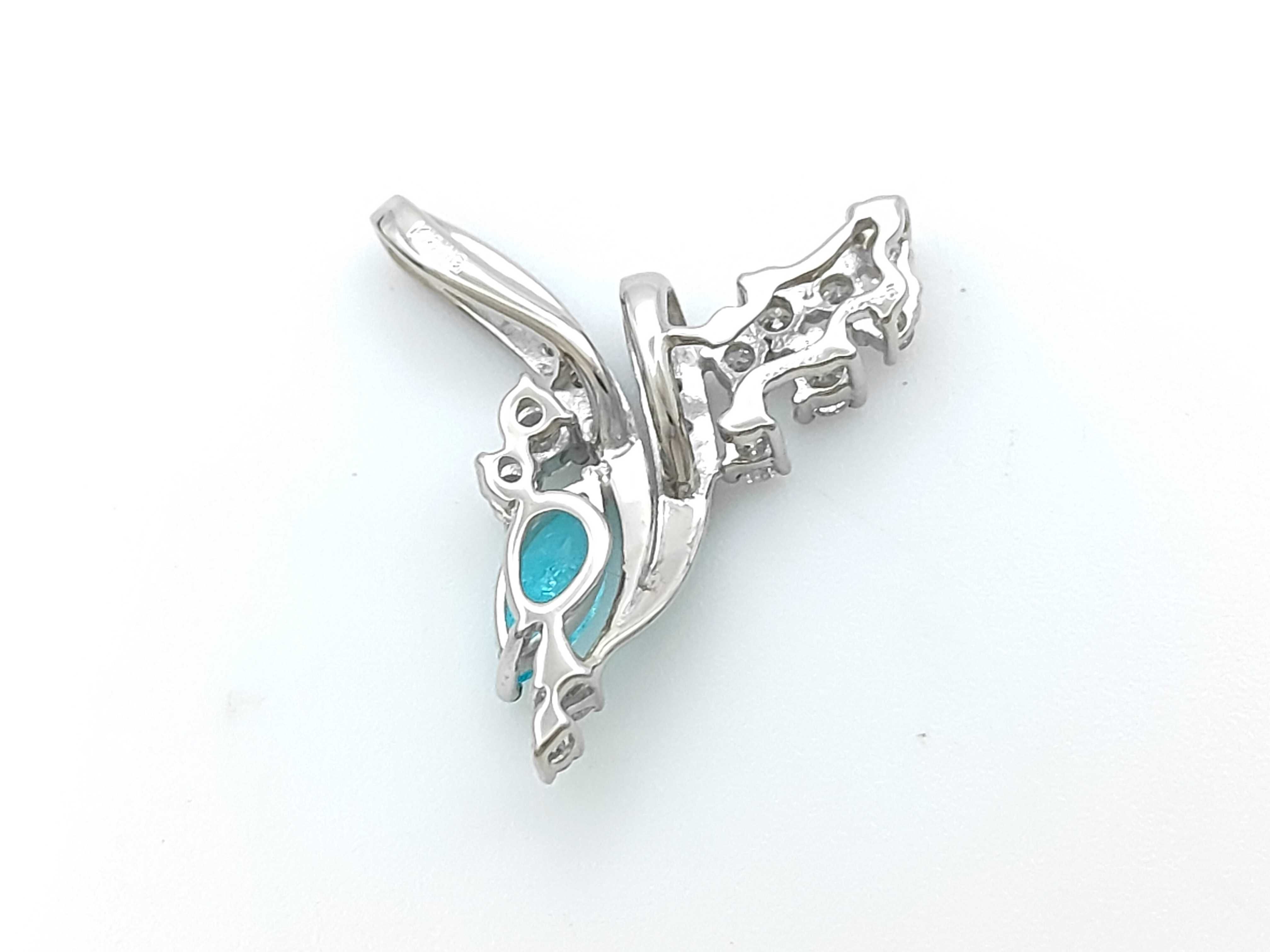 18KWG GIA Brazilian .40ct Paraiba Tourmaline and 0.46ctw Natural Diamond Pendant