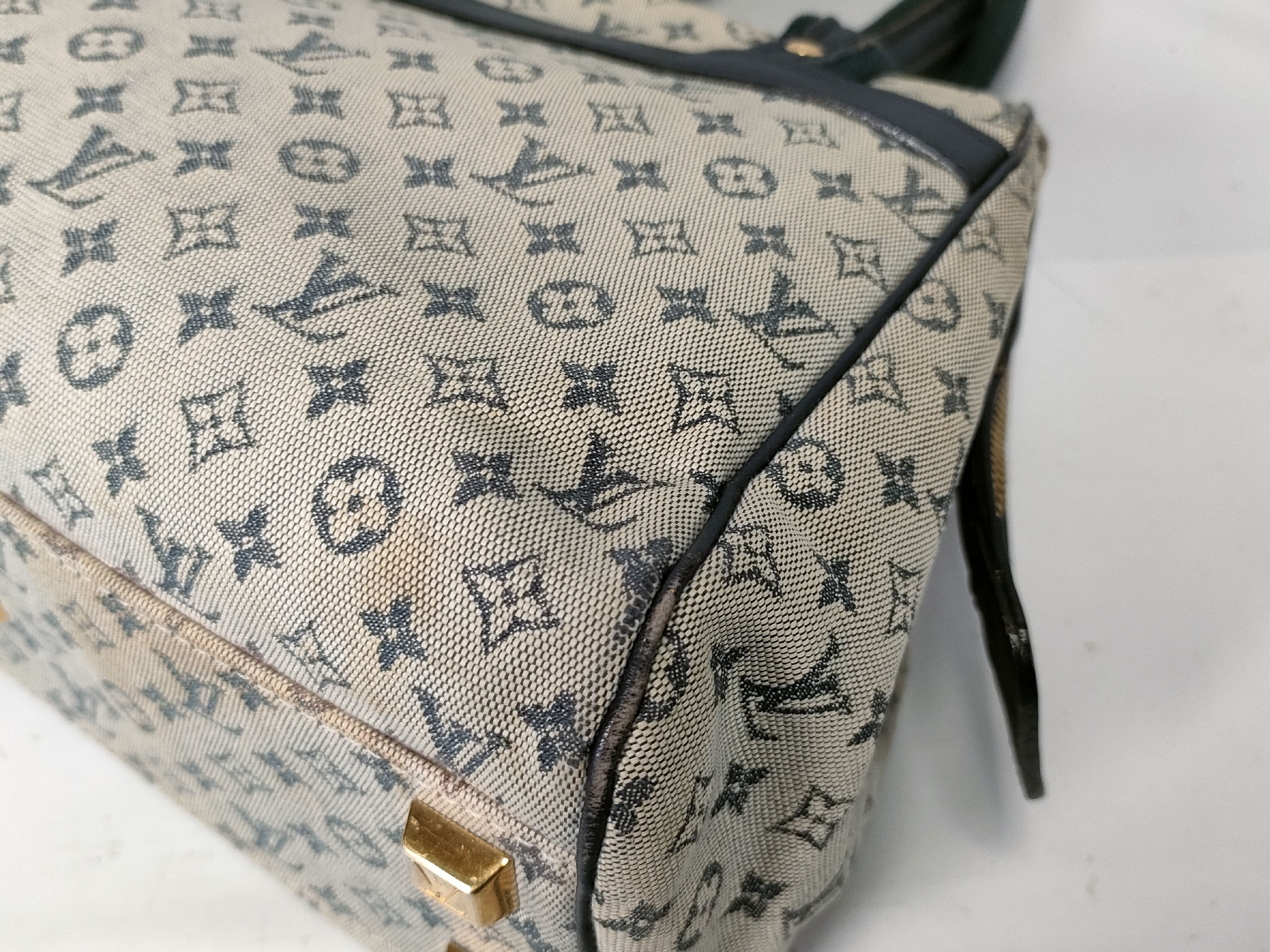 Vintage Louis Vuitton Monogram Mini Lin Josephine PM Blue Jacquard Canvas Handbag