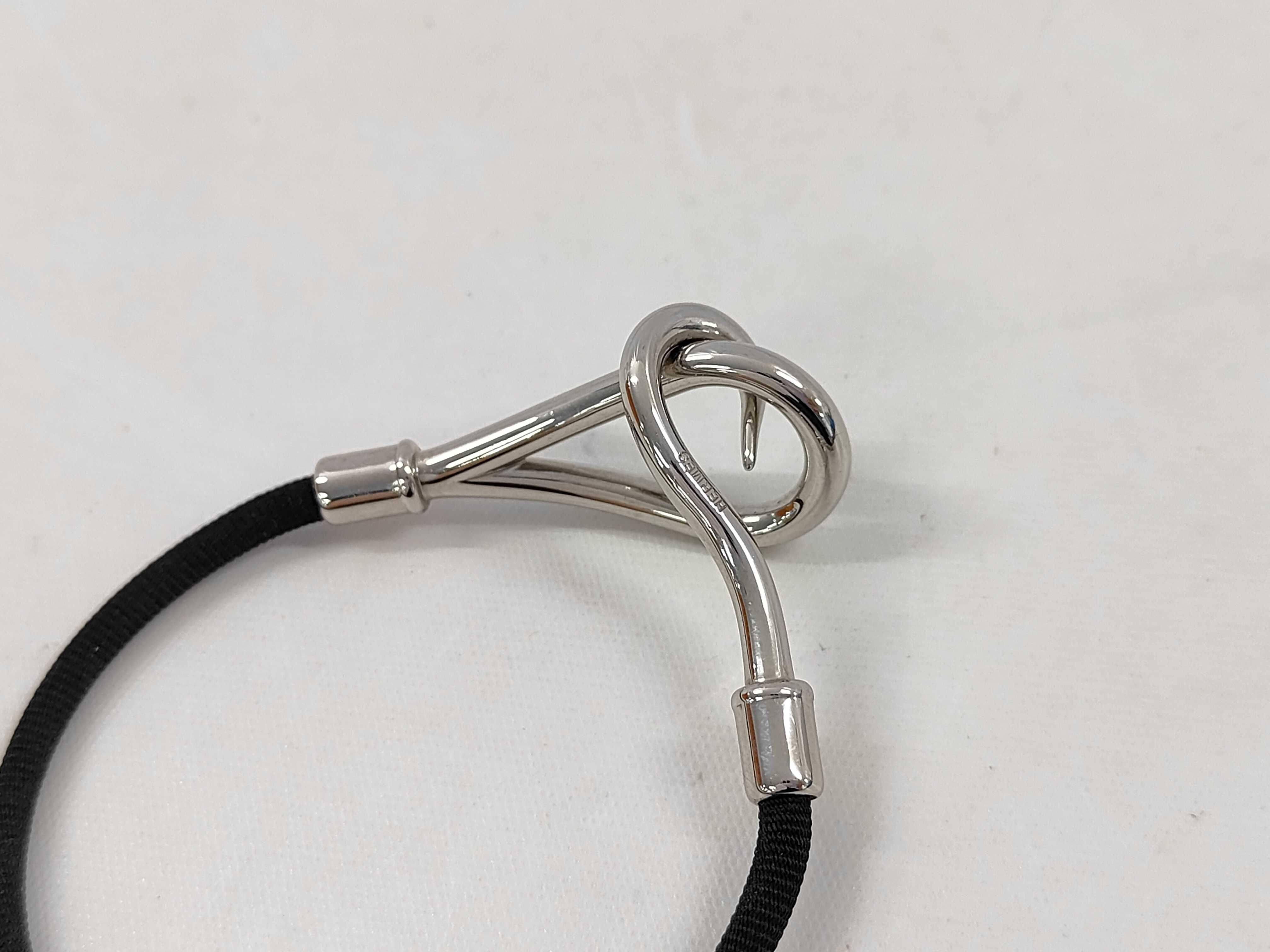 Hermes Jumbo Hook Black Woven Cord Bracelet