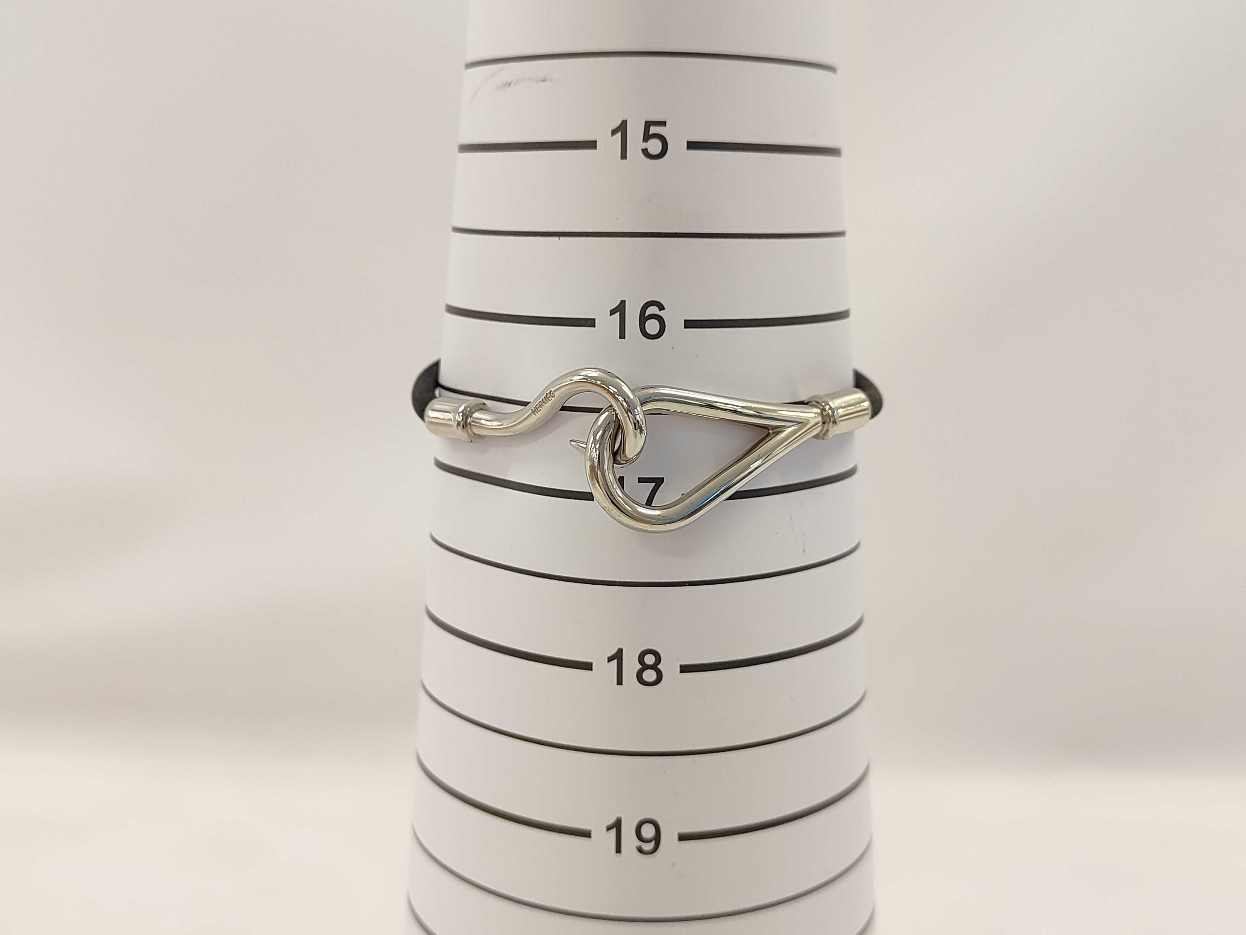 Hermes Jumbo Hook Black Woven Cord Bracelet
