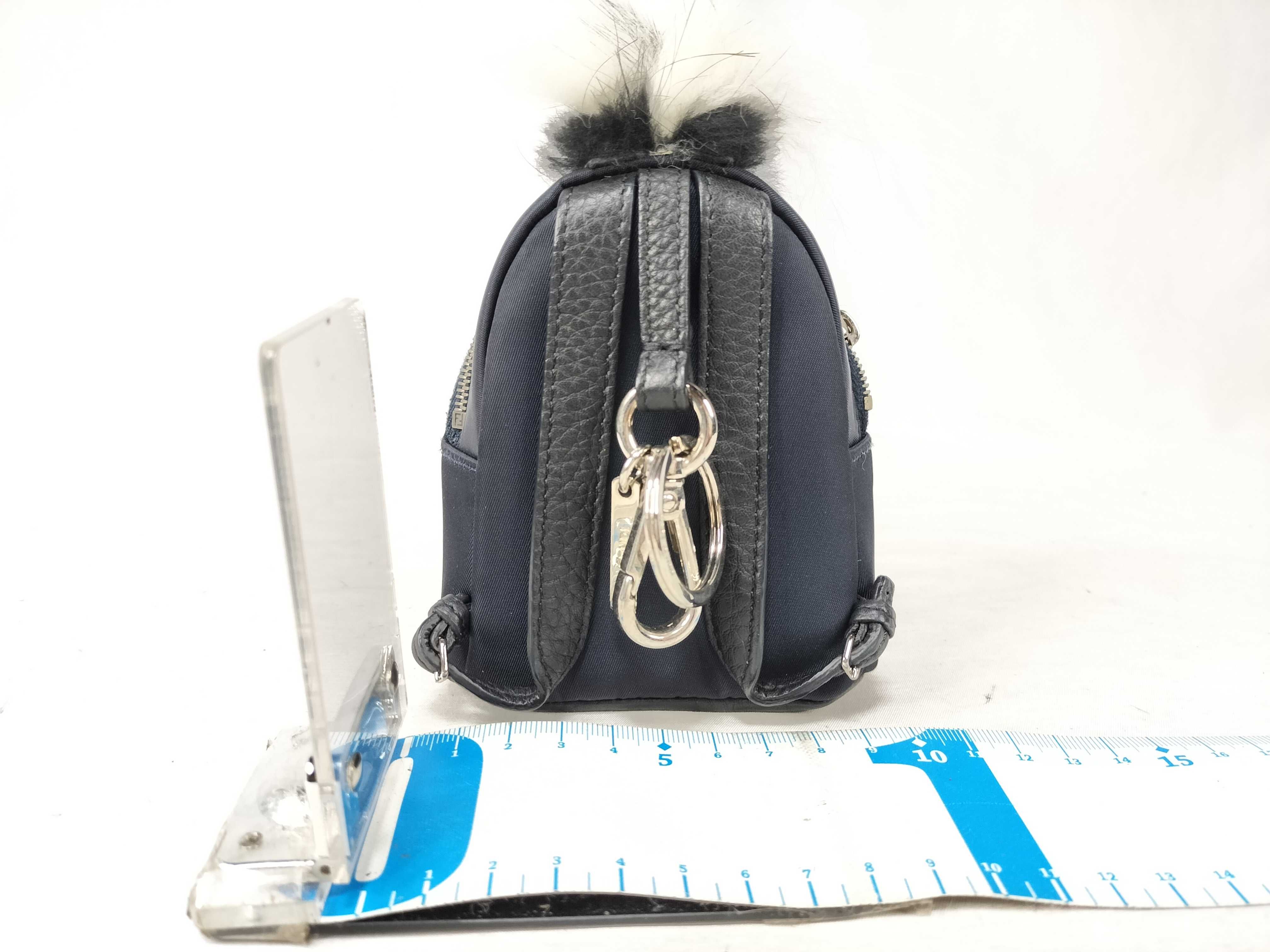 Fendi Monster Bag Bug Navy Nylon and Leather Mini Backpack Charm