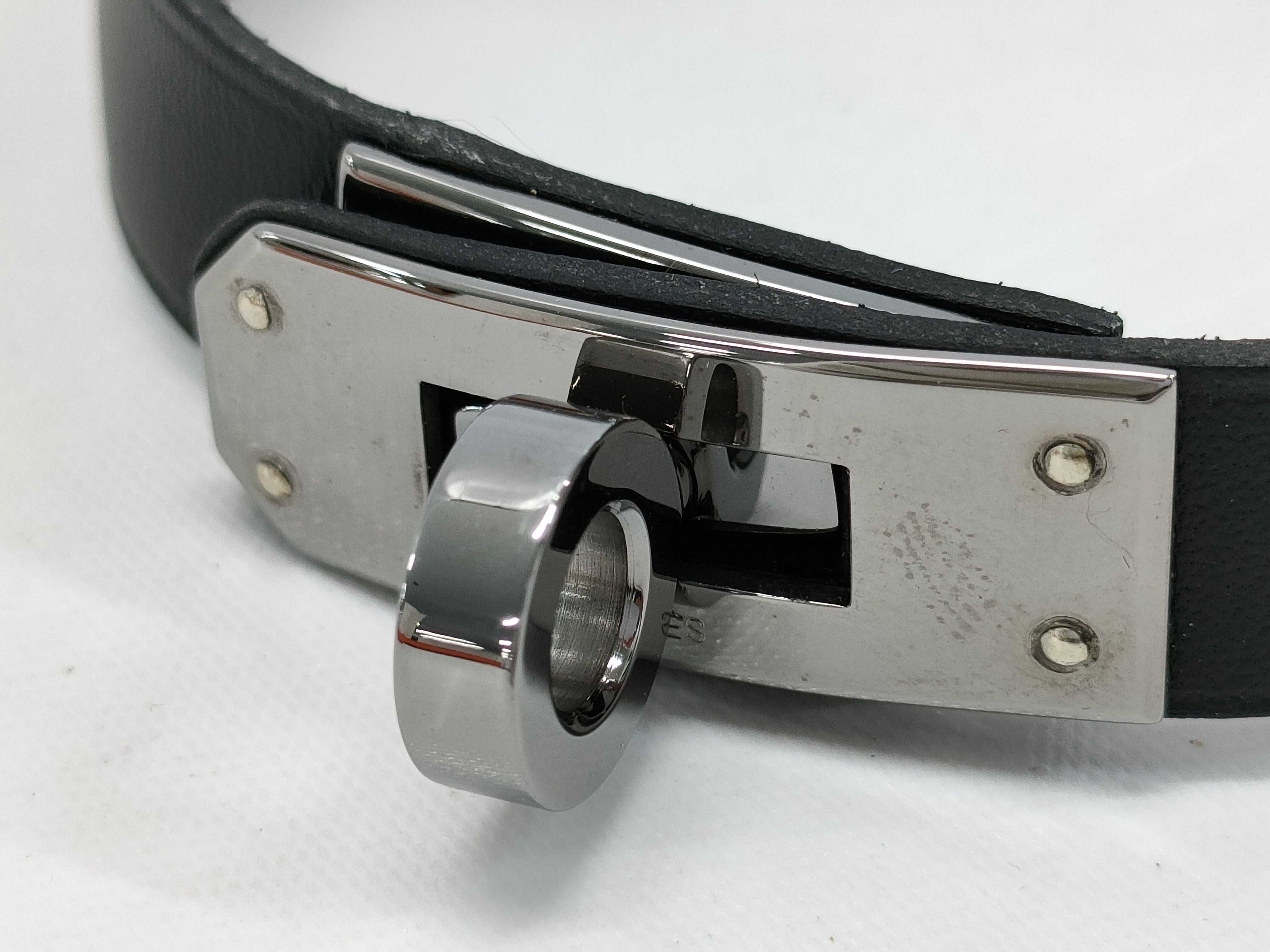 Hermes Kelly Black Leather Bracelet with Box