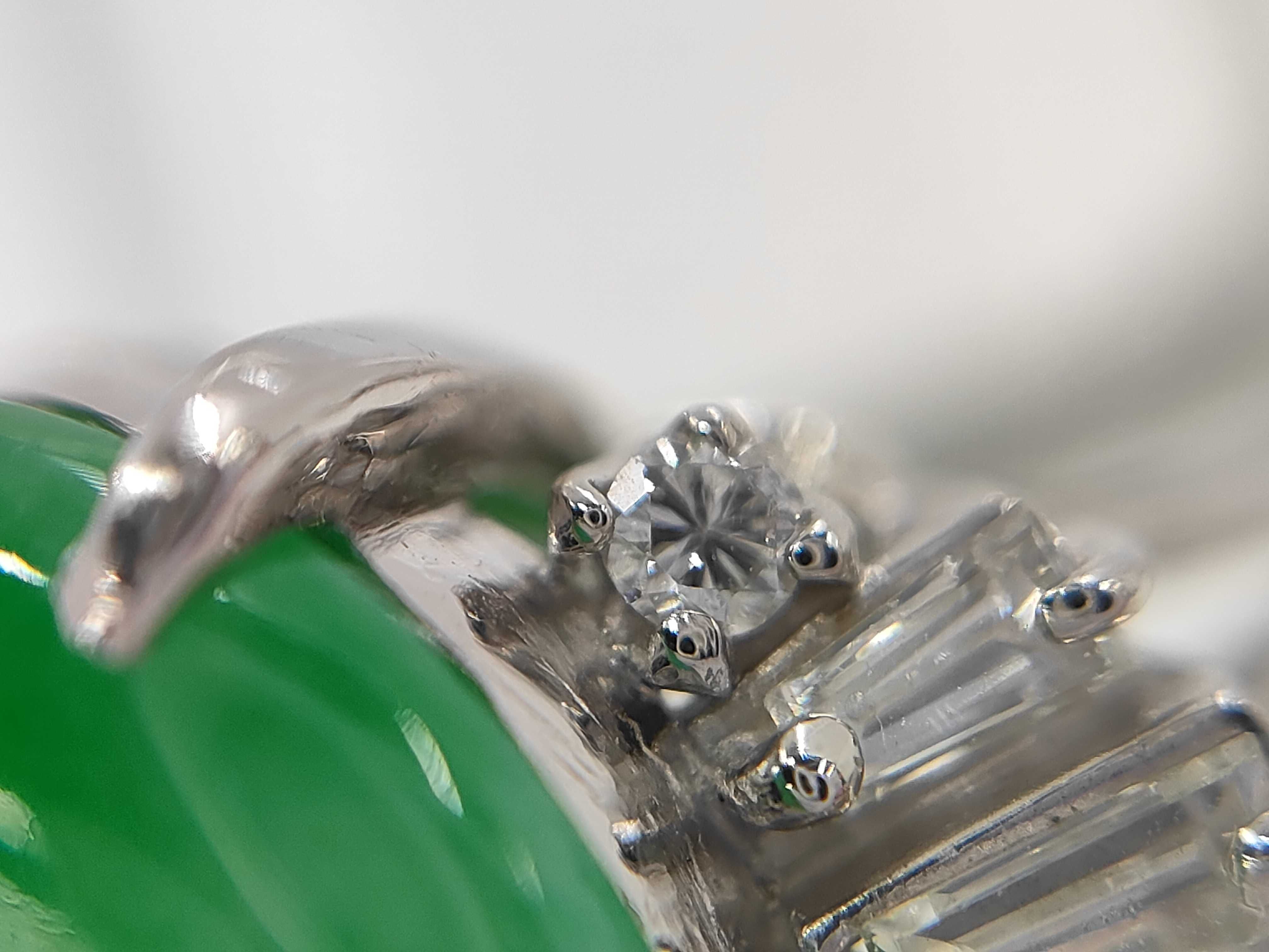 Platinum 5.45ct Natural Jadeite and 0.40ctw Natural Diamond Cocktail Ring US Size 5 with Sorting Memo