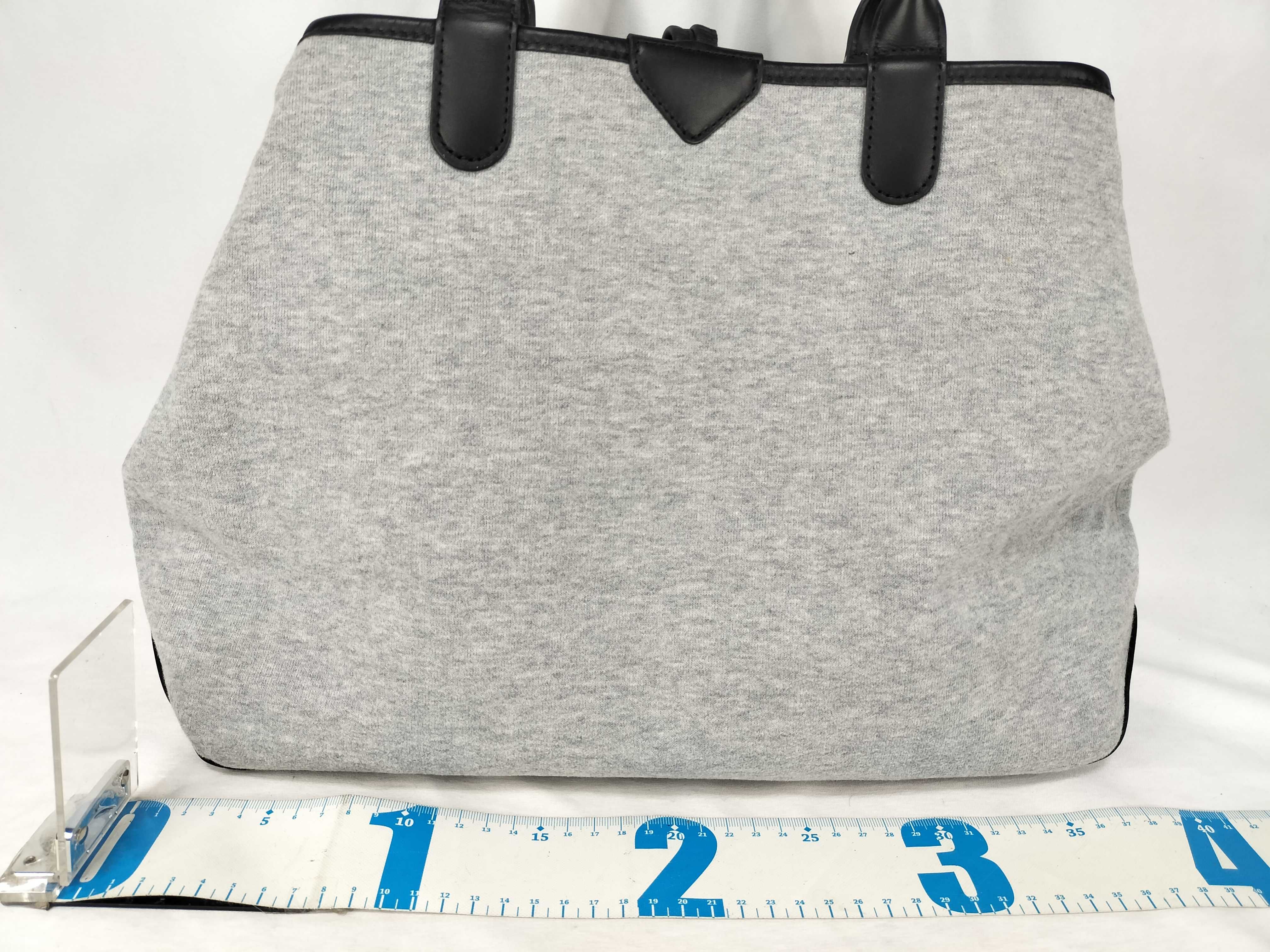 Longchamp Roseau Grey Jersey and Black Leather Tote Bag