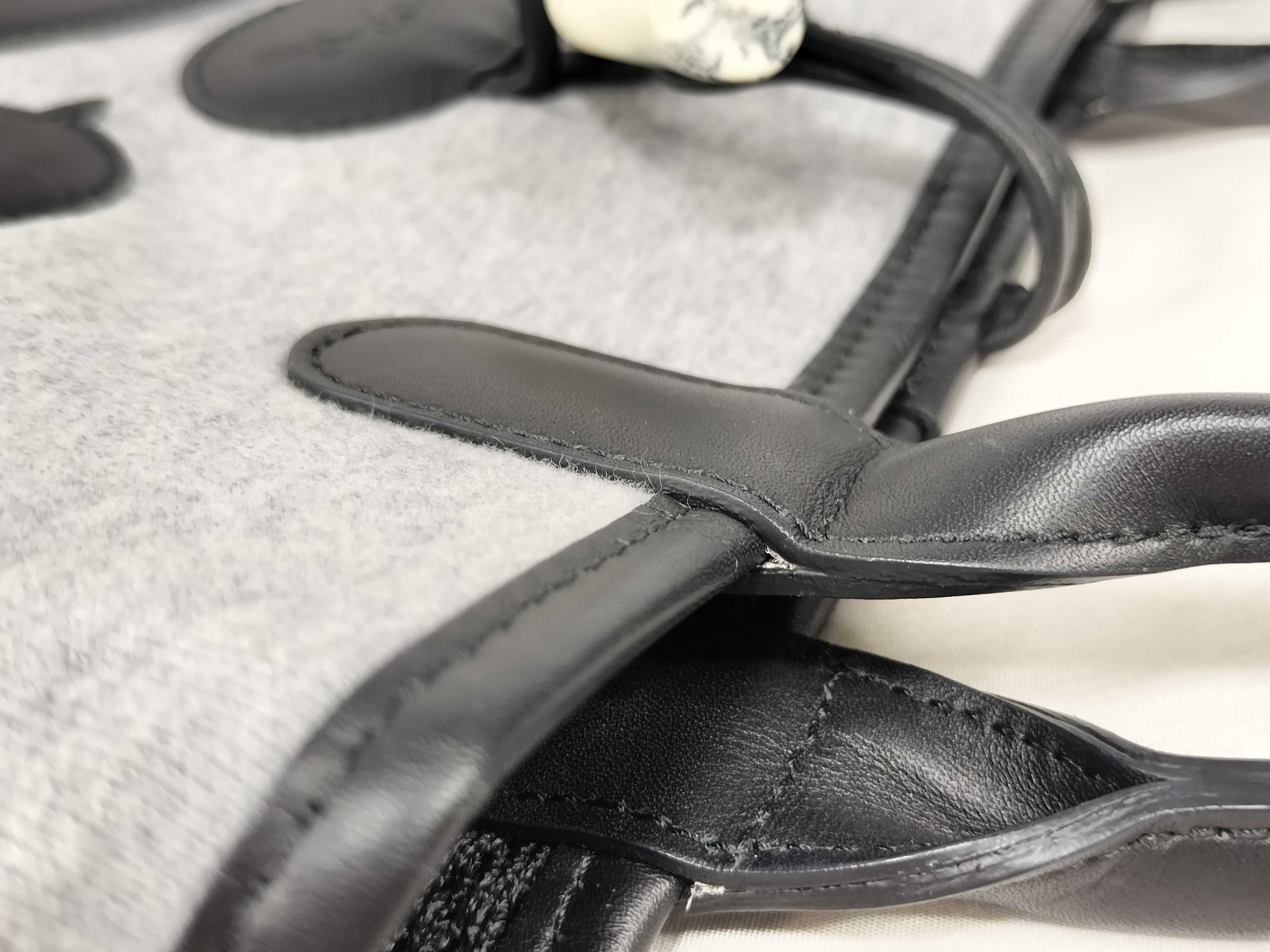 Longchamp Roseau Grey Jersey and Black Leather Tote Bag
