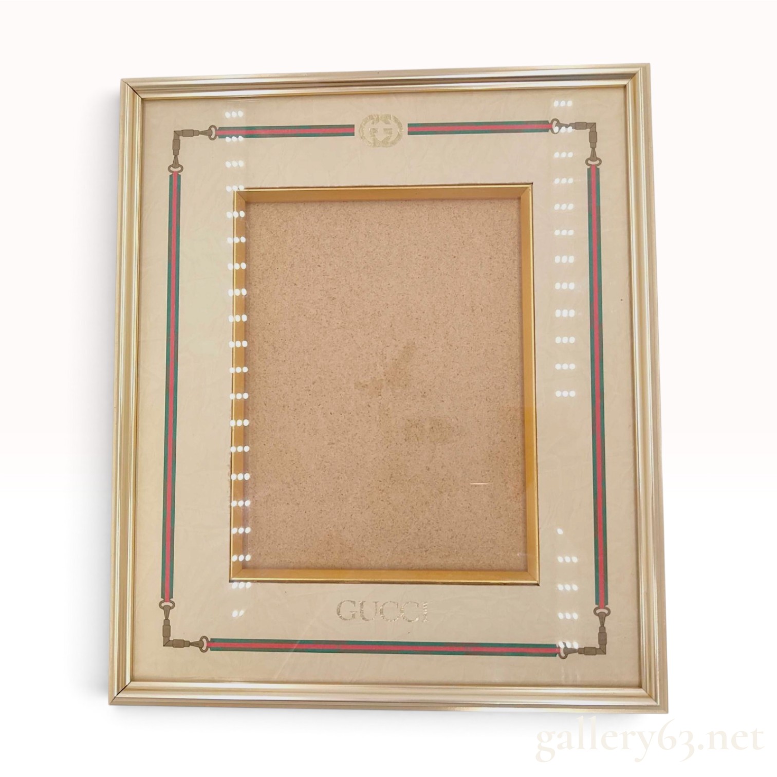 Vintage Gucci Gold-Toned Metal and Mat Photo Frame