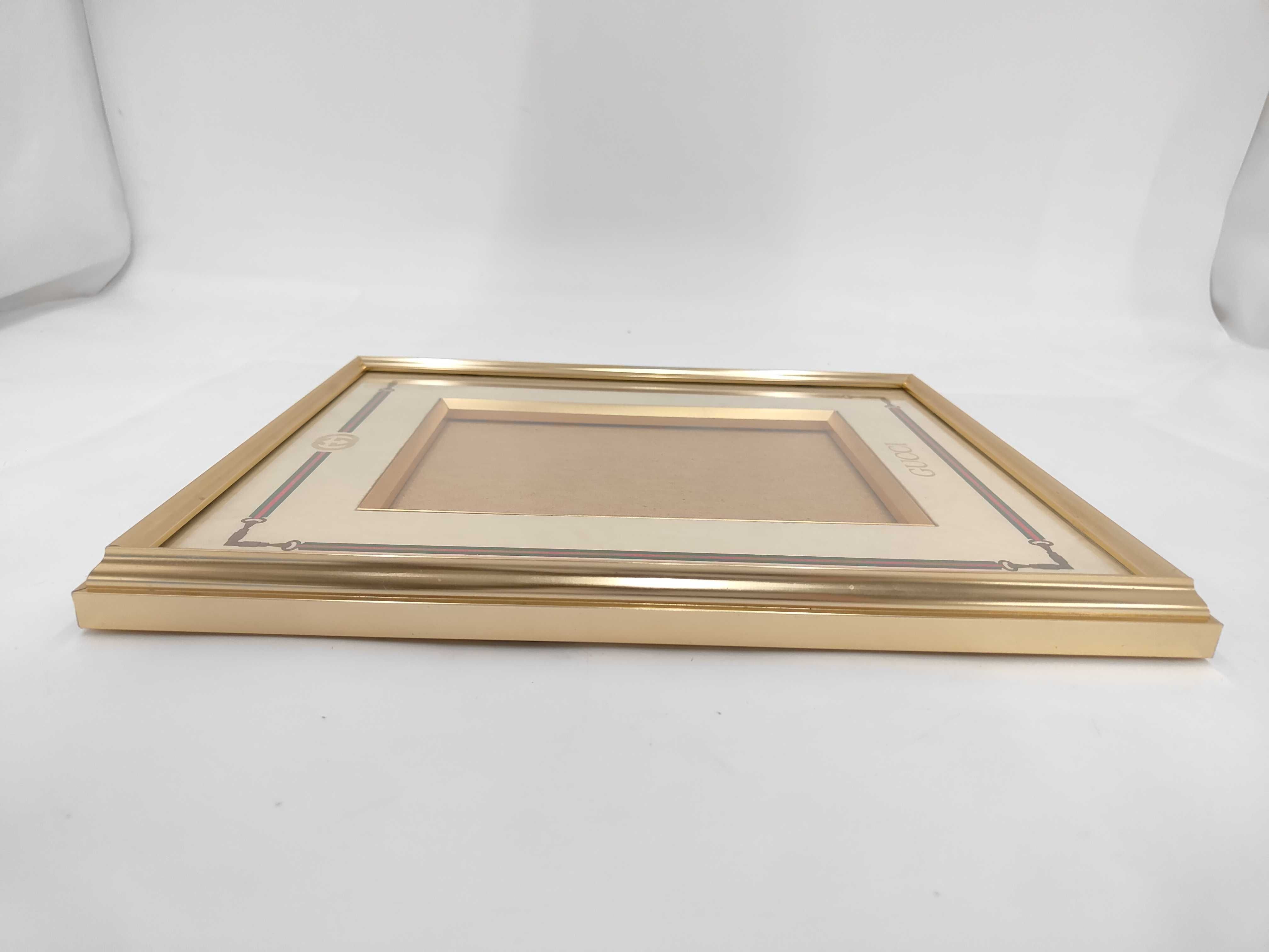 Vintage Gucci Gold-Toned Metal and Mat Photo Frame