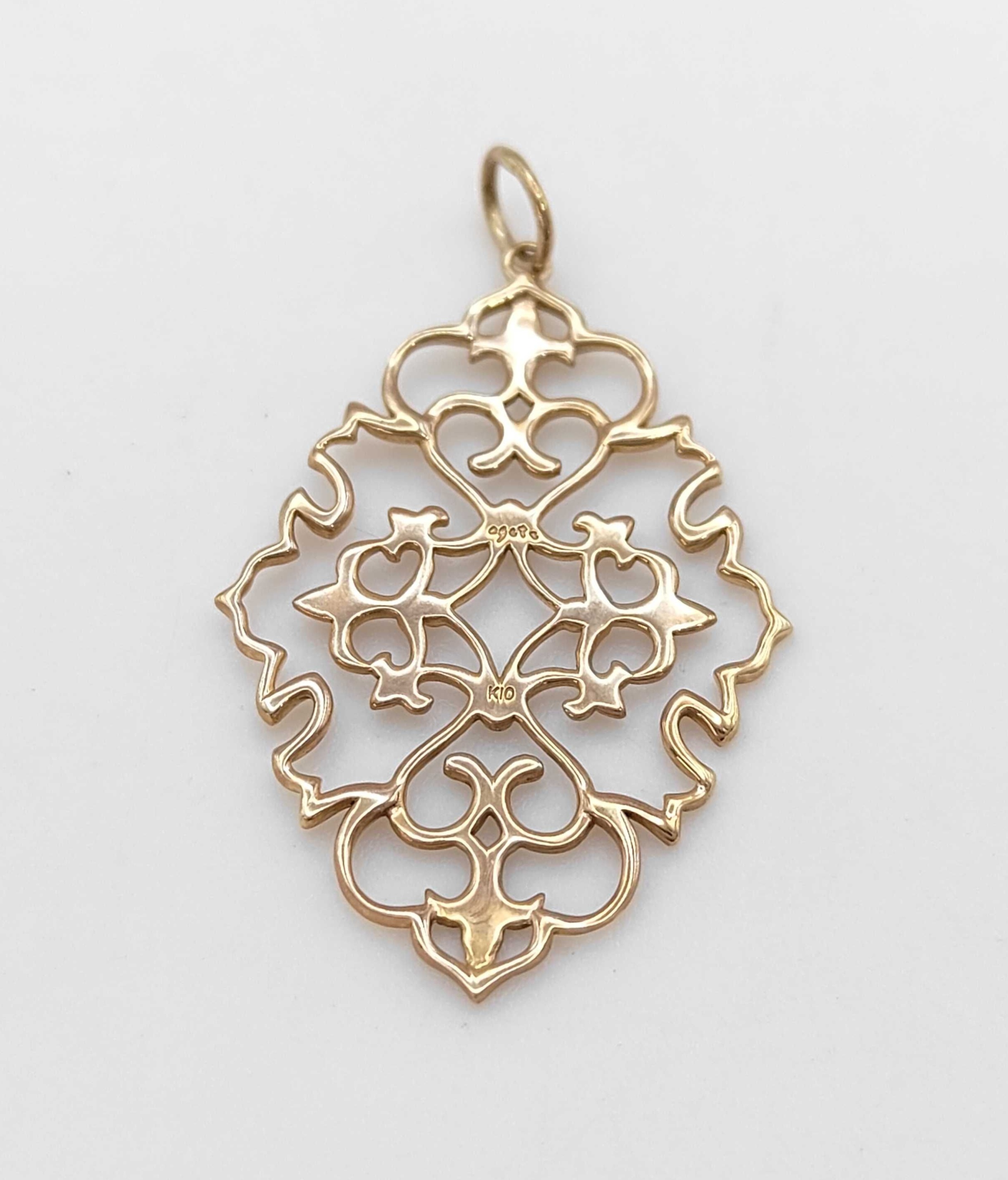 Agete Jasmine 10K Yellow Gold Filigree Pendant Charm