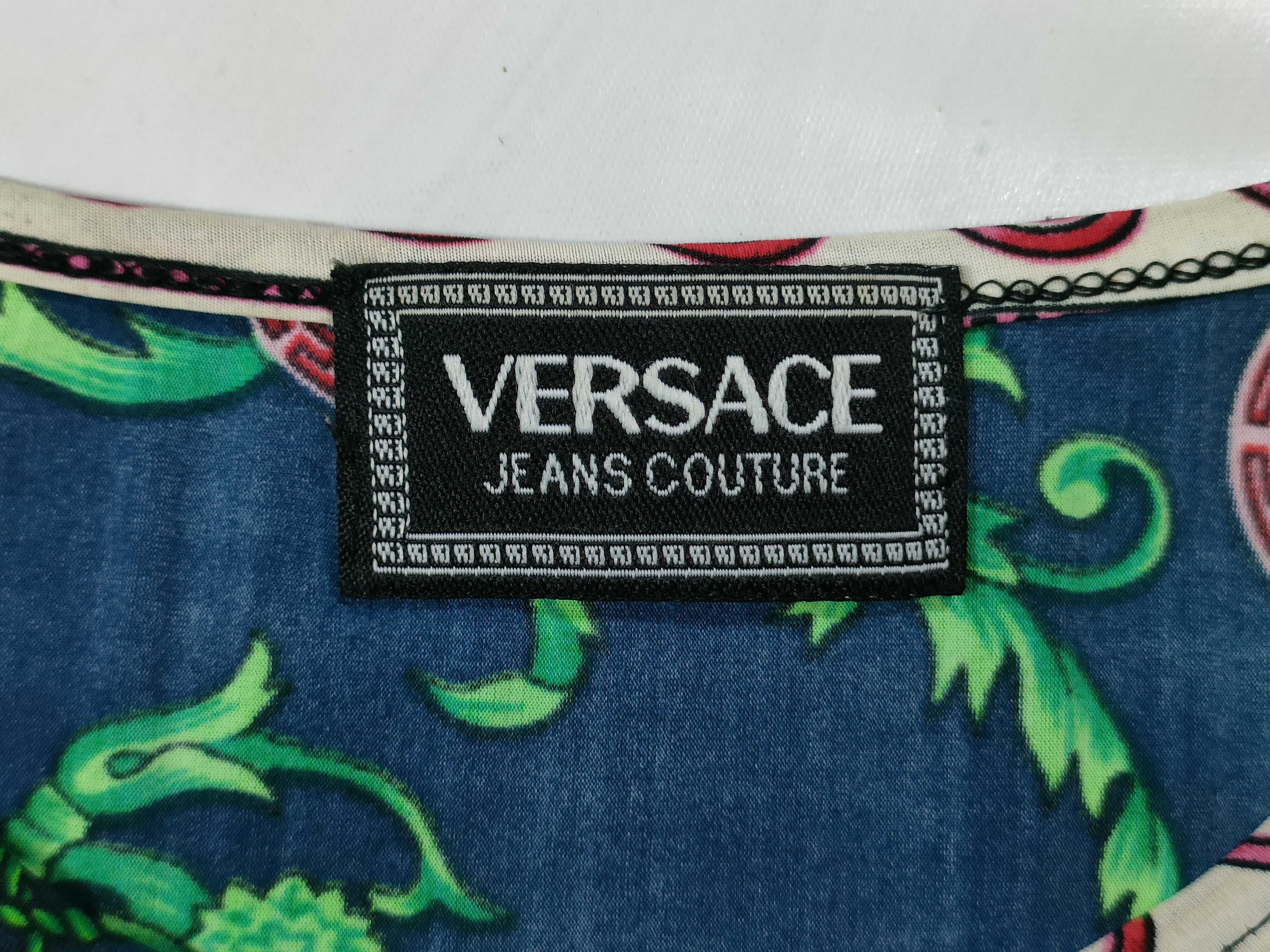 Vintage Versace Jeans Couture Baroque Medusa Print Navy Blue T-Shirt