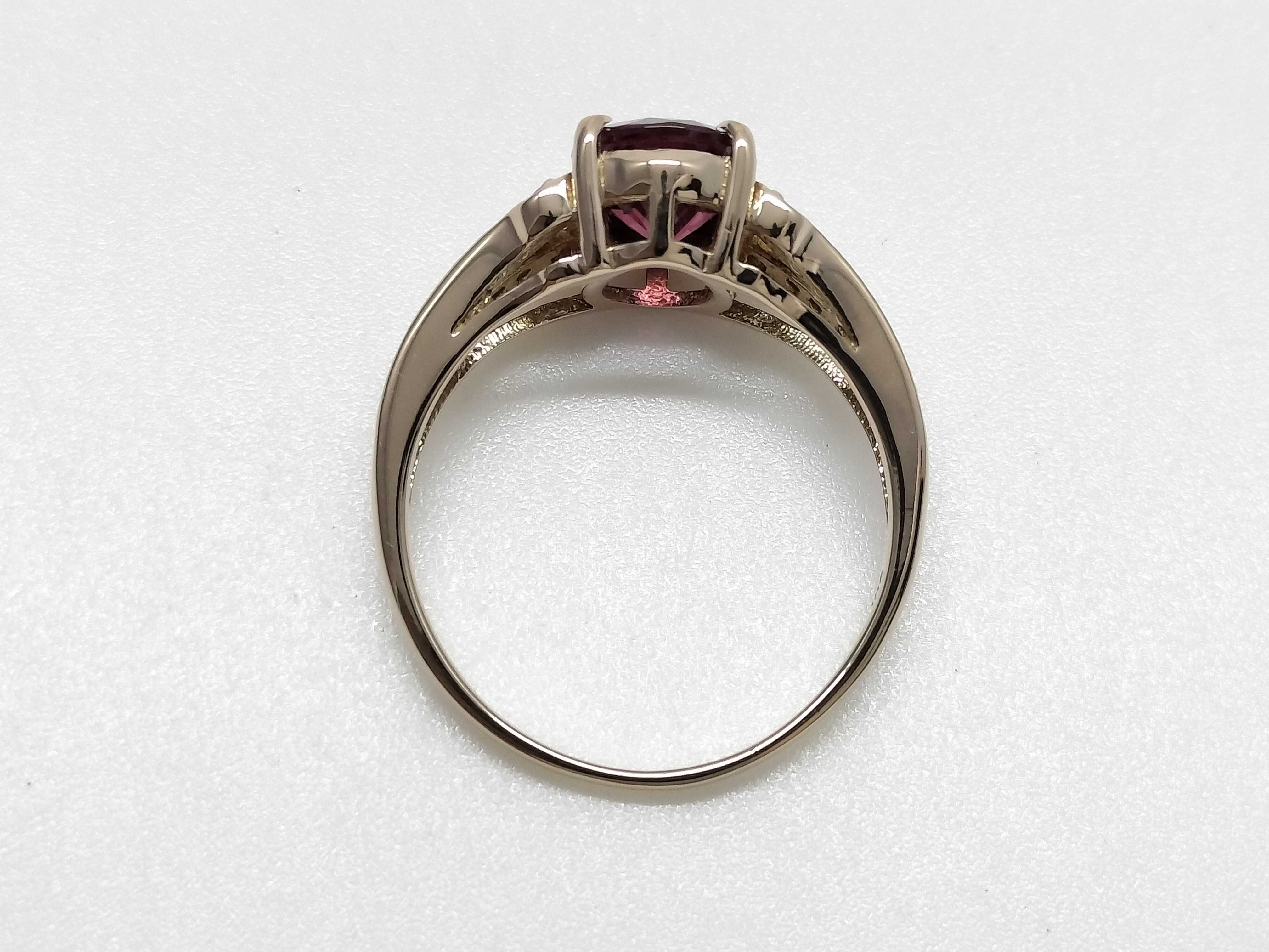 18K Yellow Gold 2.10ct Rhodolite Garnet and 0.23ctw Natural Diamond Ring Size 7