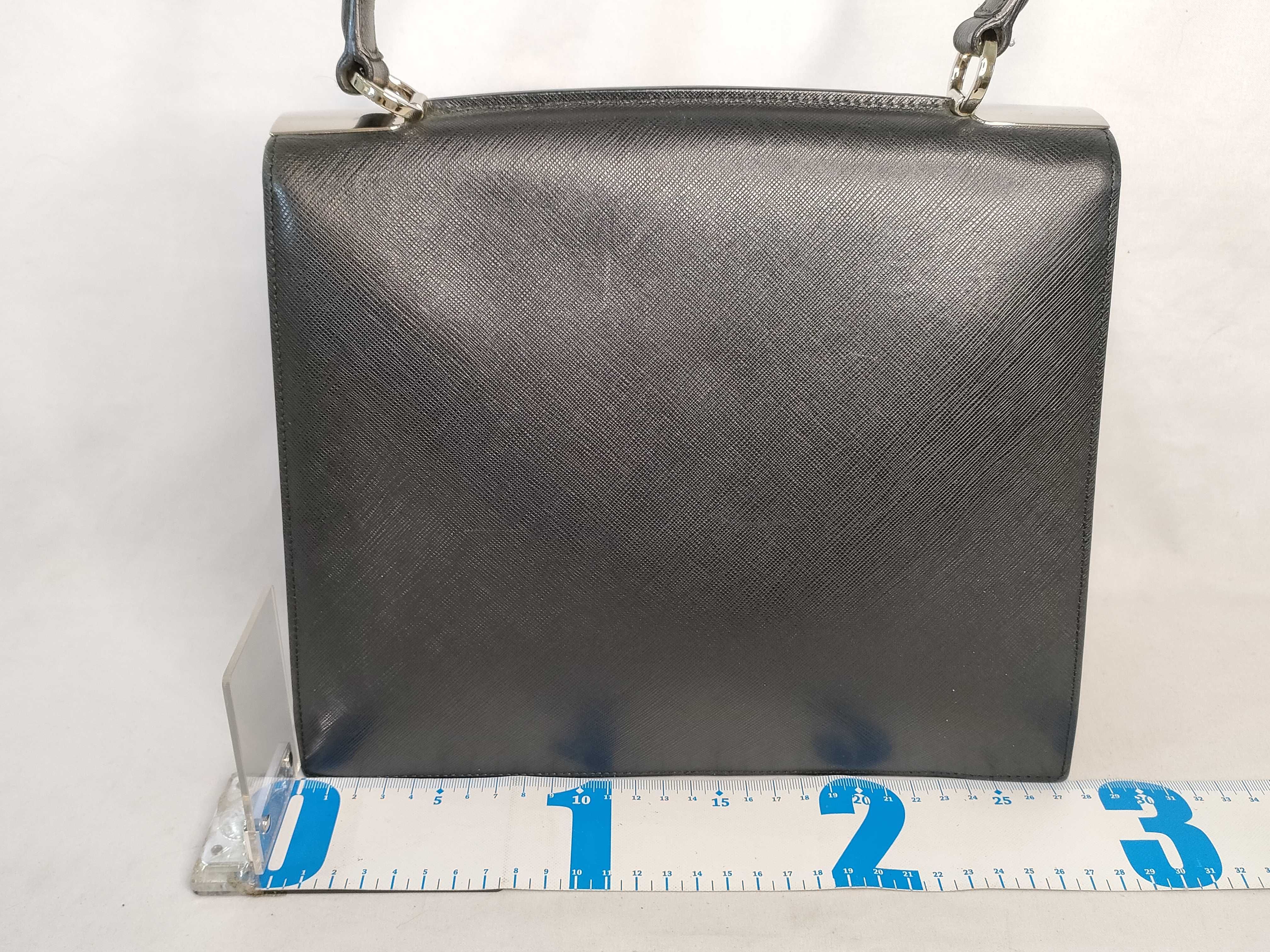 Salvatore Ferragamo Gancini Black Saffiano Leather Top Handle Bag