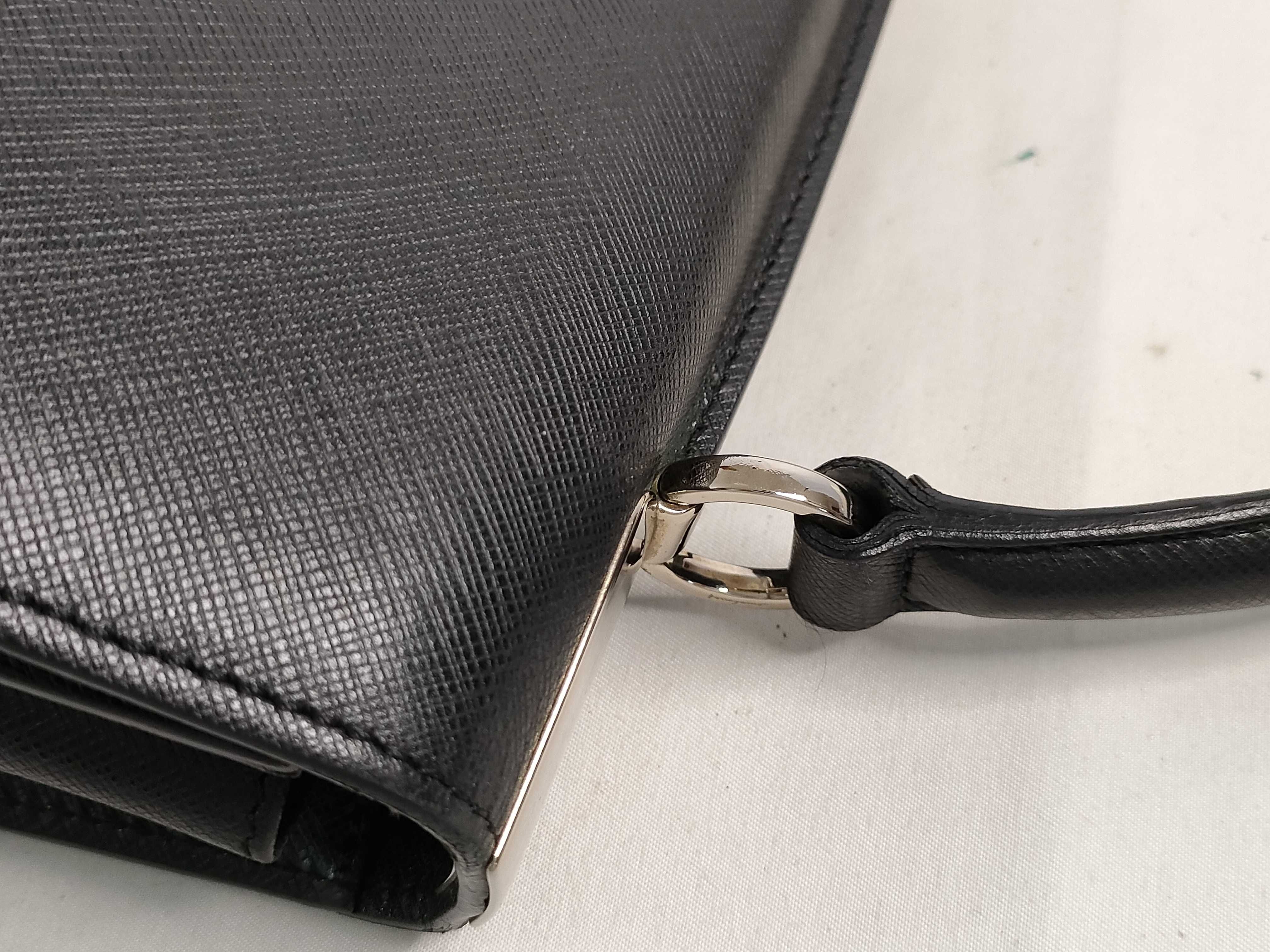Salvatore Ferragamo Gancini Black Saffiano Leather Top Handle Bag