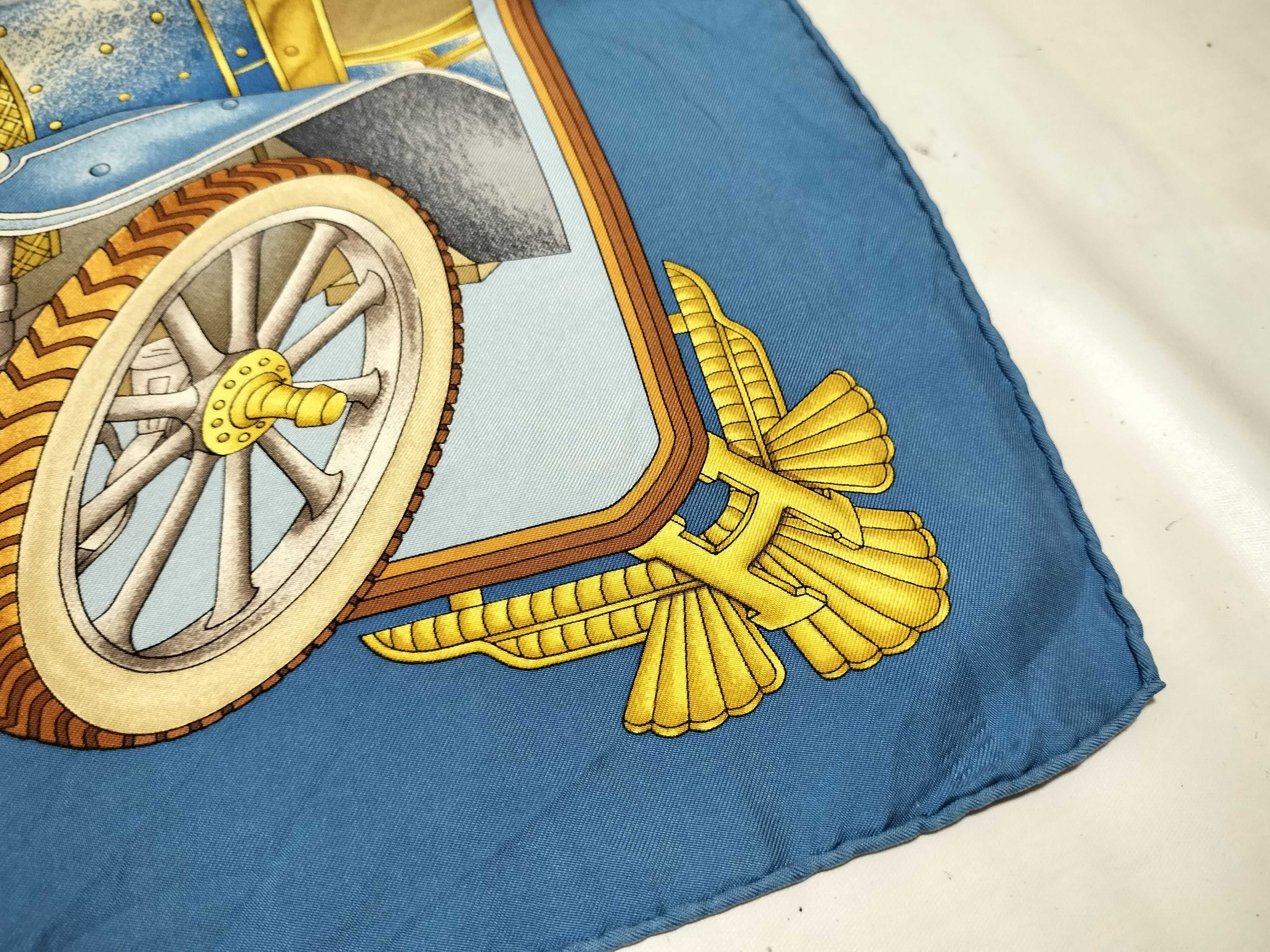 Vintage Hermes Automobile Blue Silk Carre 90