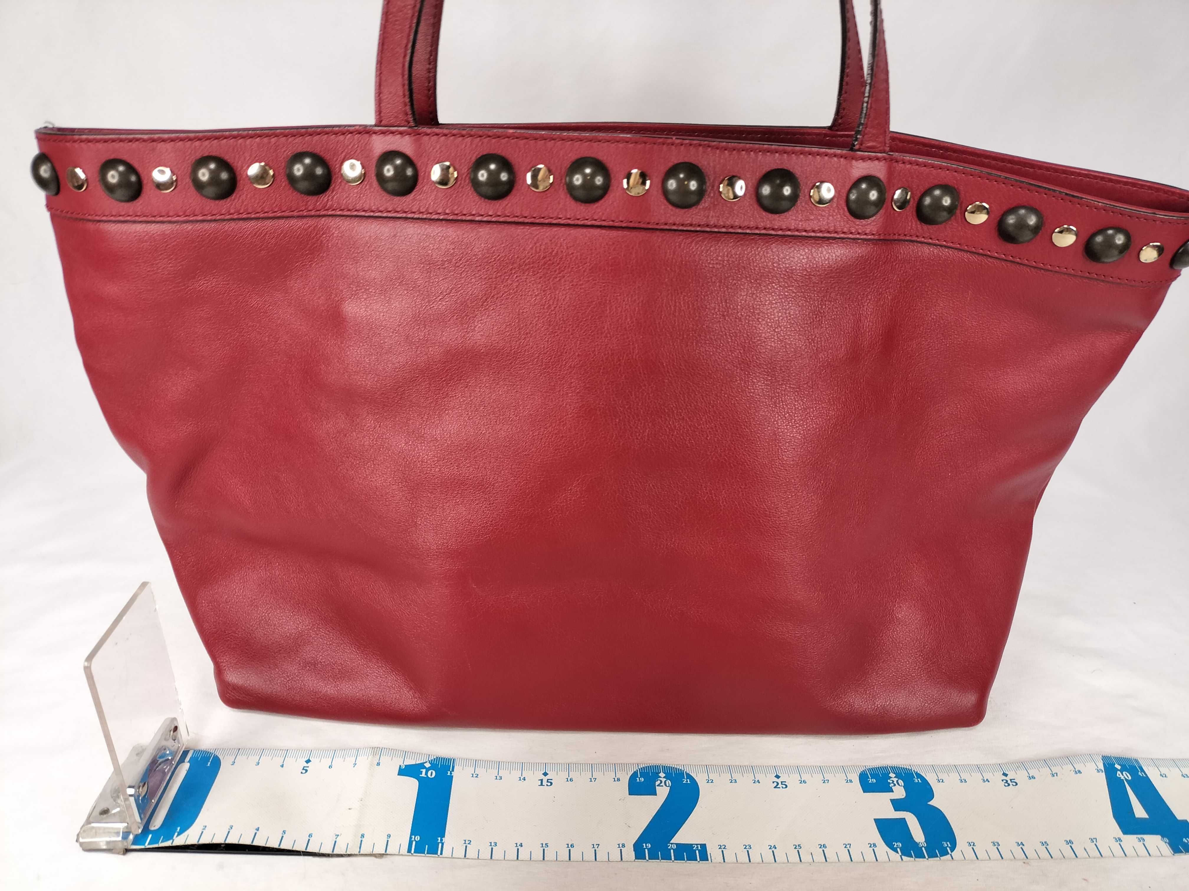 C. 2008 Gucci Babouska Red Leather Studded Large Tote Bag