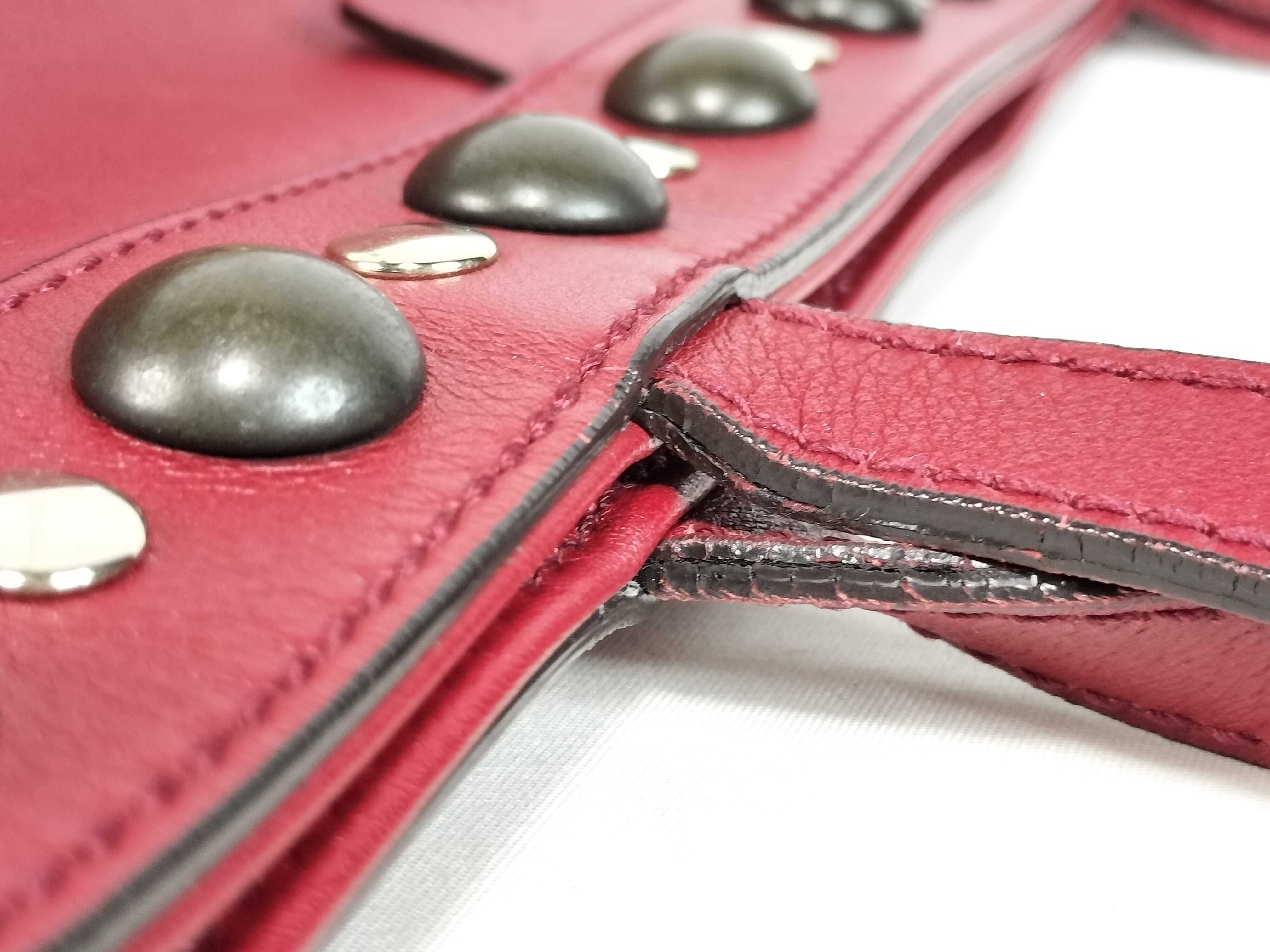 C. 2008 Gucci Babouska Red Leather Studded Large Tote Bag
