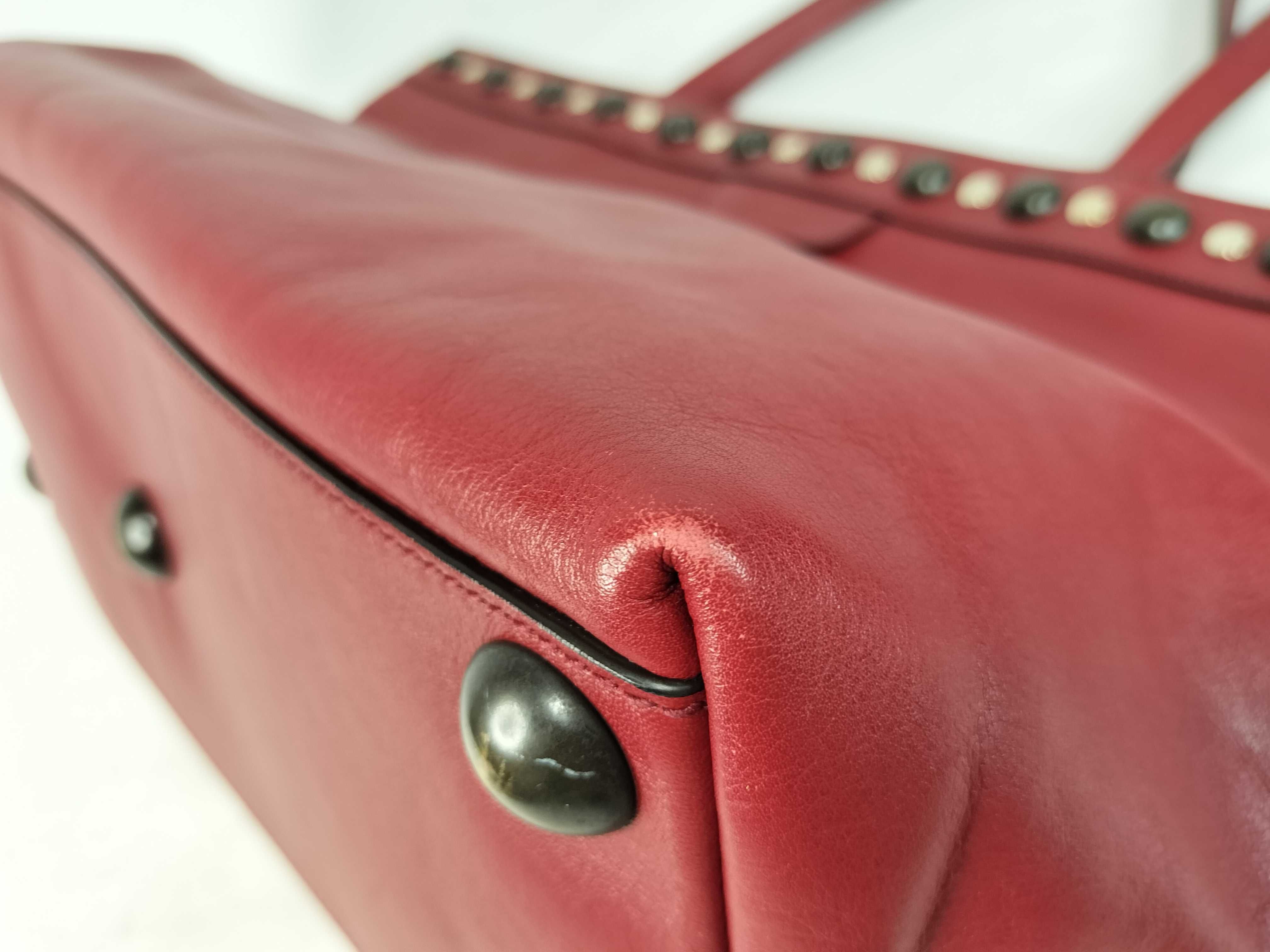 C. 2008 Gucci Babouska Red Leather Studded Large Tote Bag