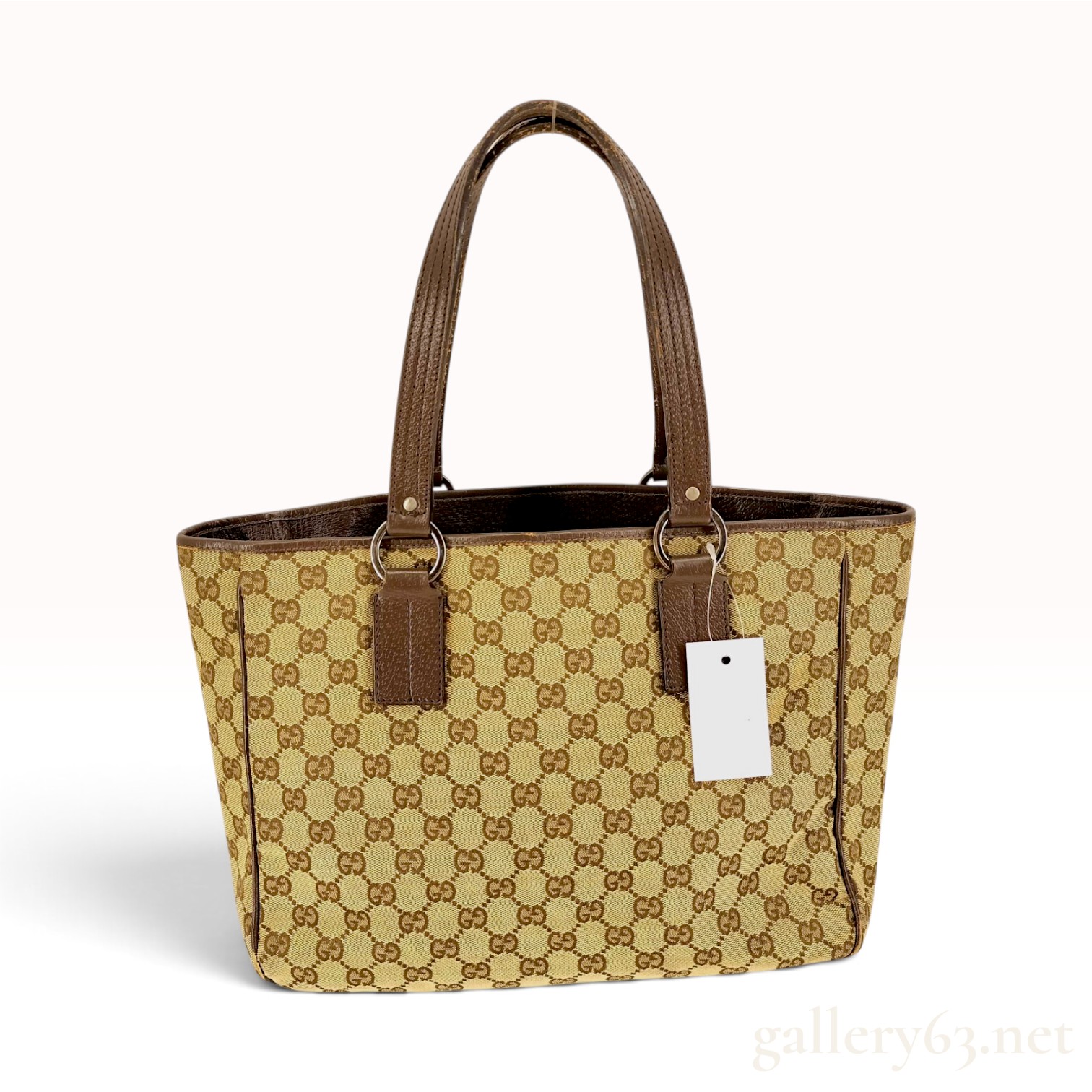 Vintage Gucci GG Canvas and Brown Leather Tote Bag