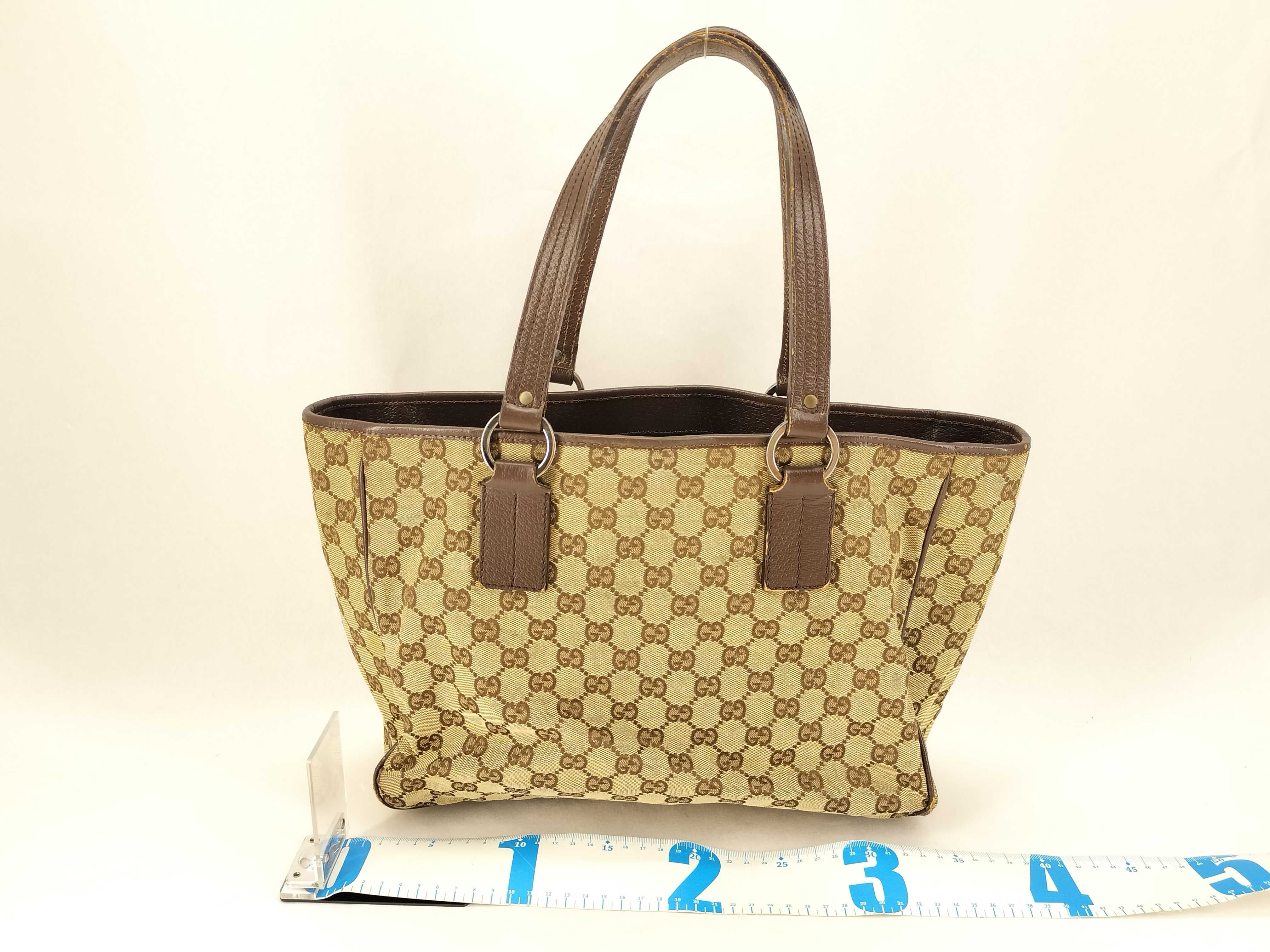Vintage Gucci GG Canvas and Brown Leather Tote Bag