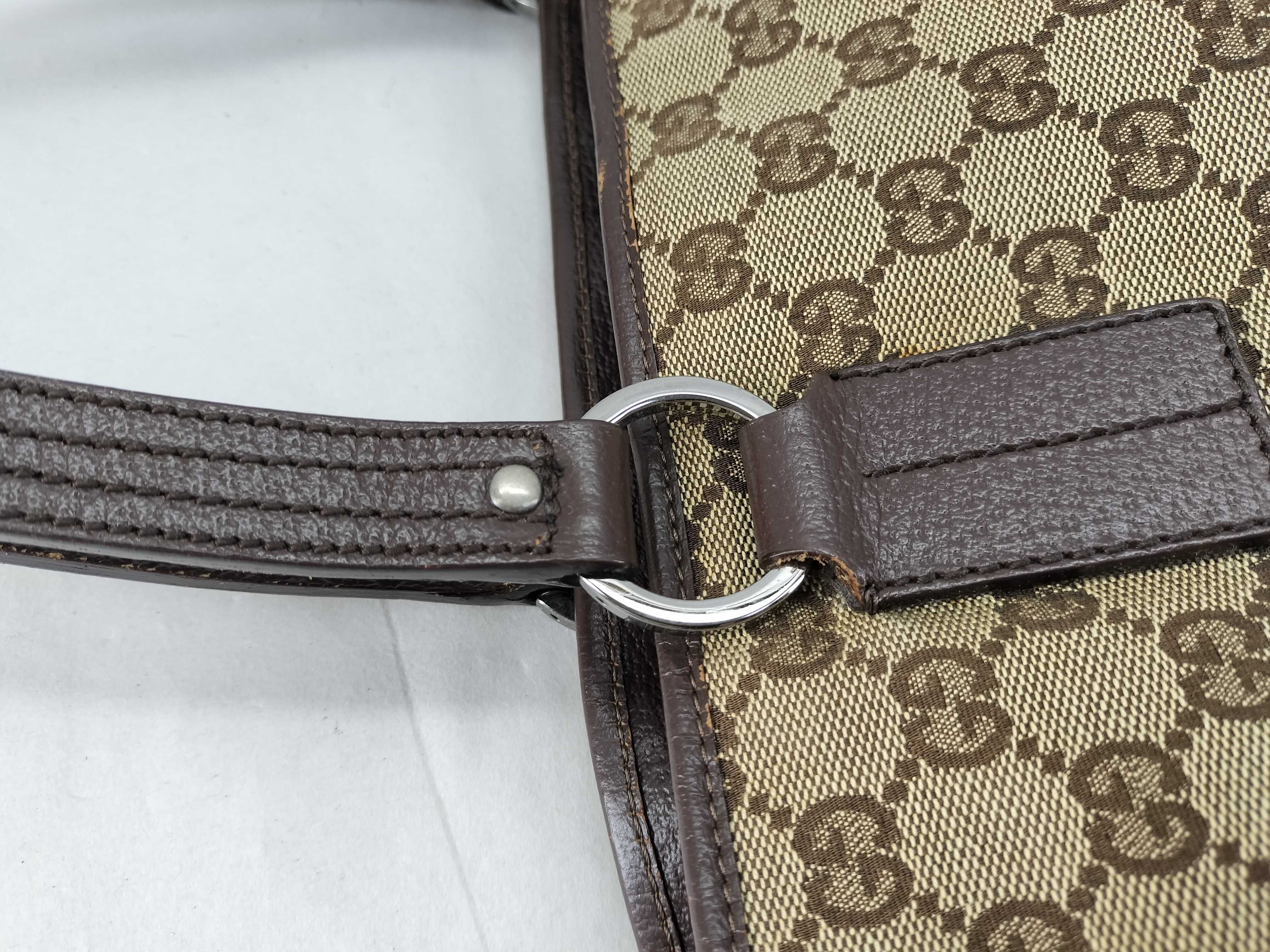 Vintage Gucci GG Canvas and Brown Leather Tote Bag