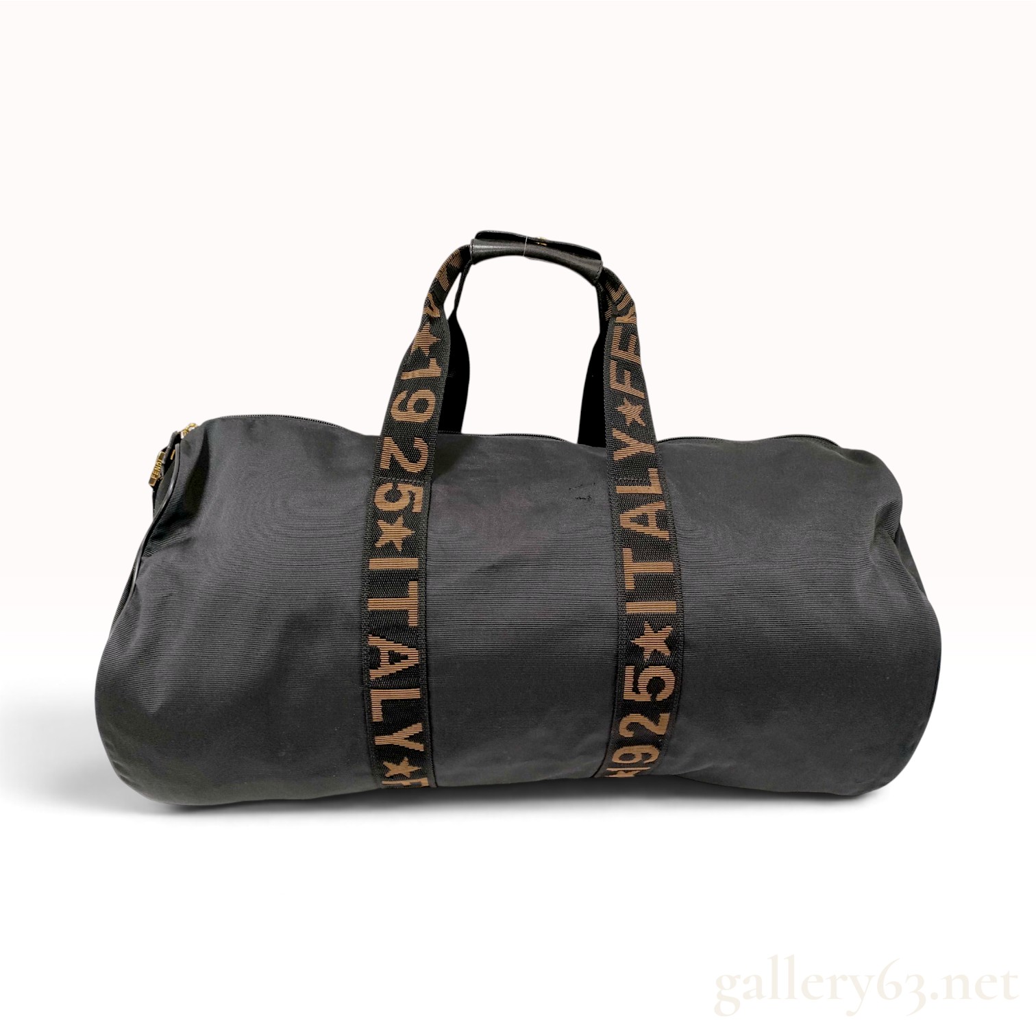 Fendi Roma 1925 Logo Tape Black Nylon Duffle Bag