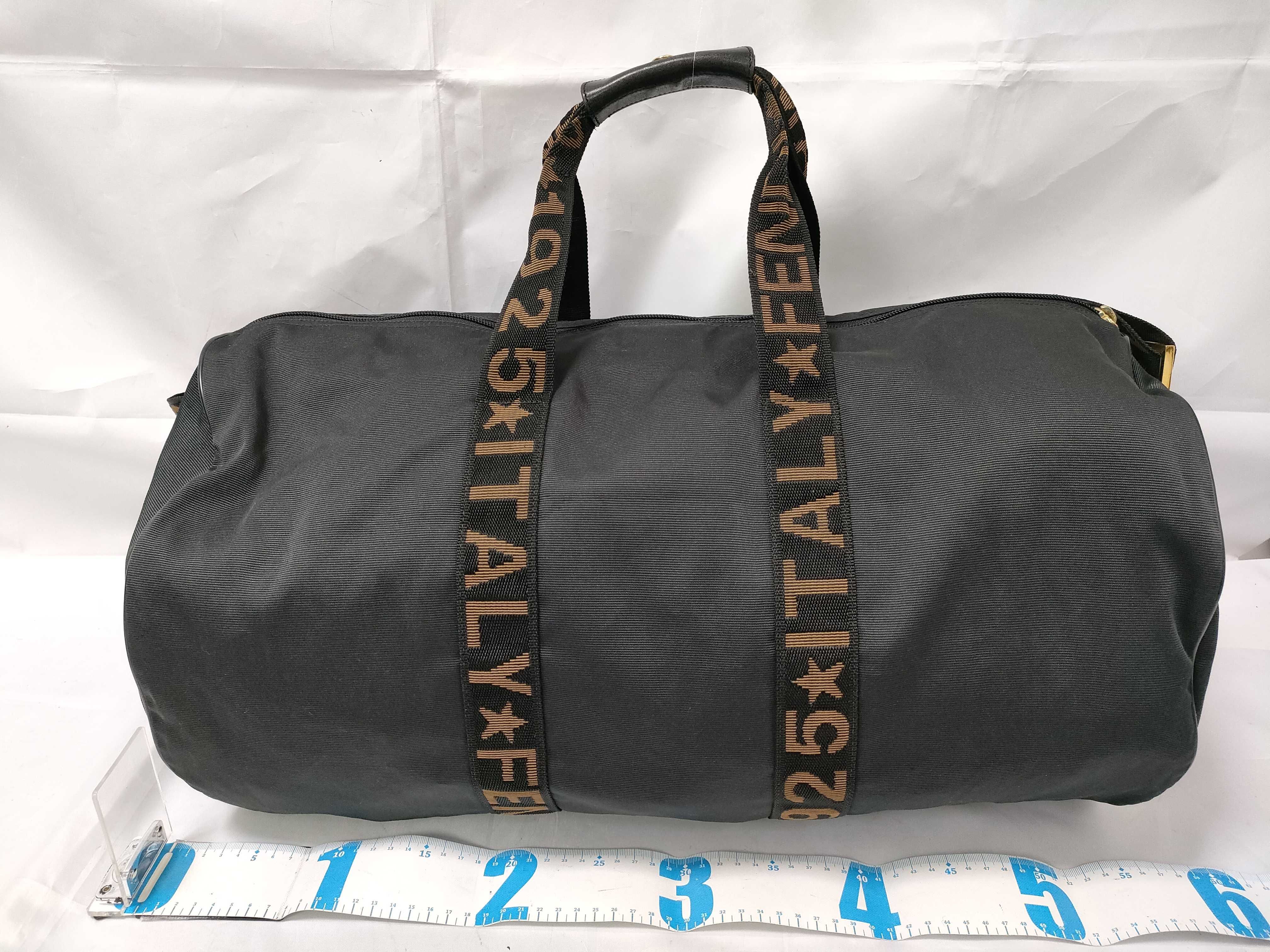 Fendi Roma 1925 Logo Tape Black Nylon Duffle Bag
