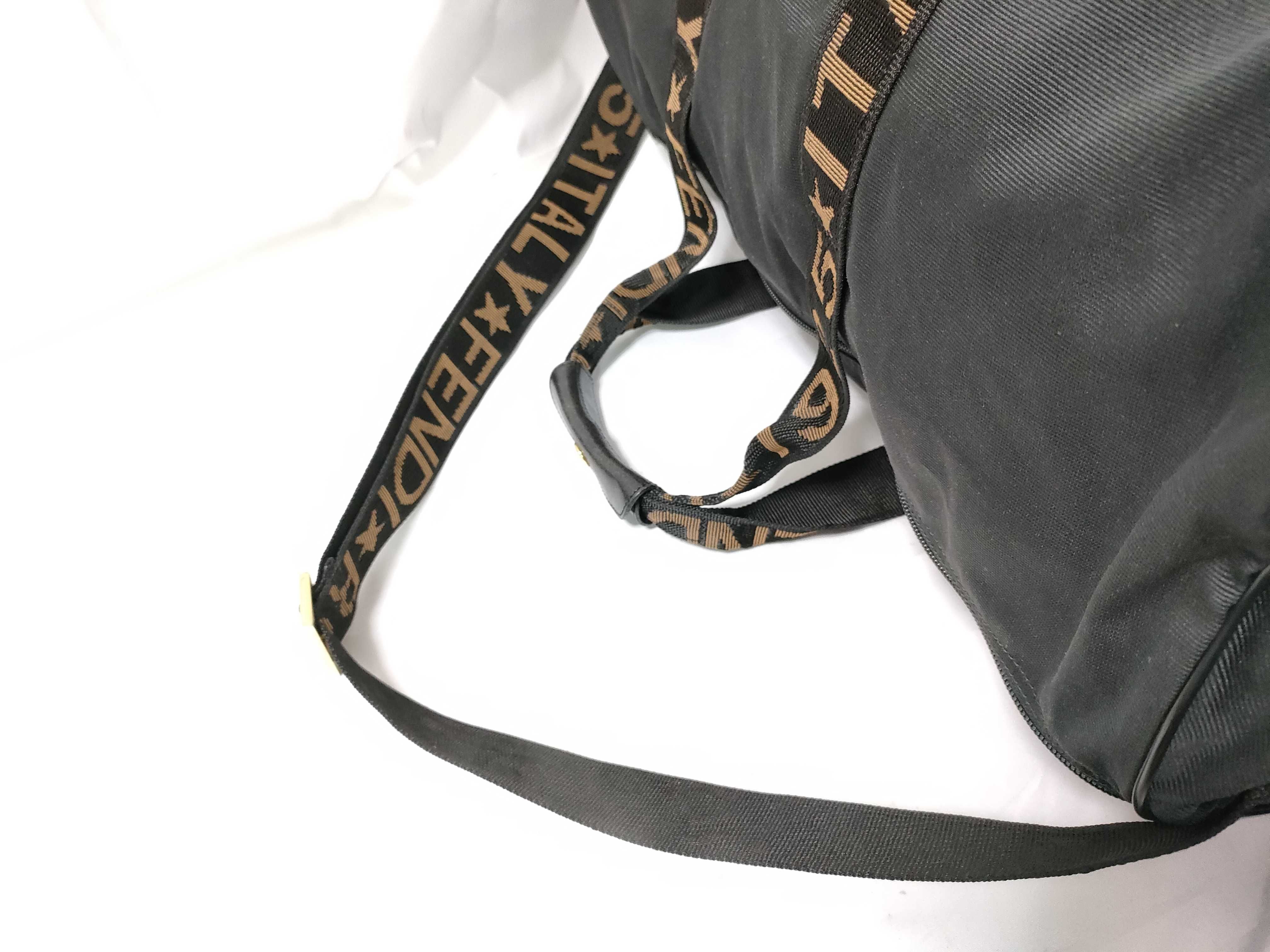 Fendi Roma 1925 Logo Tape Black Nylon Duffle Bag