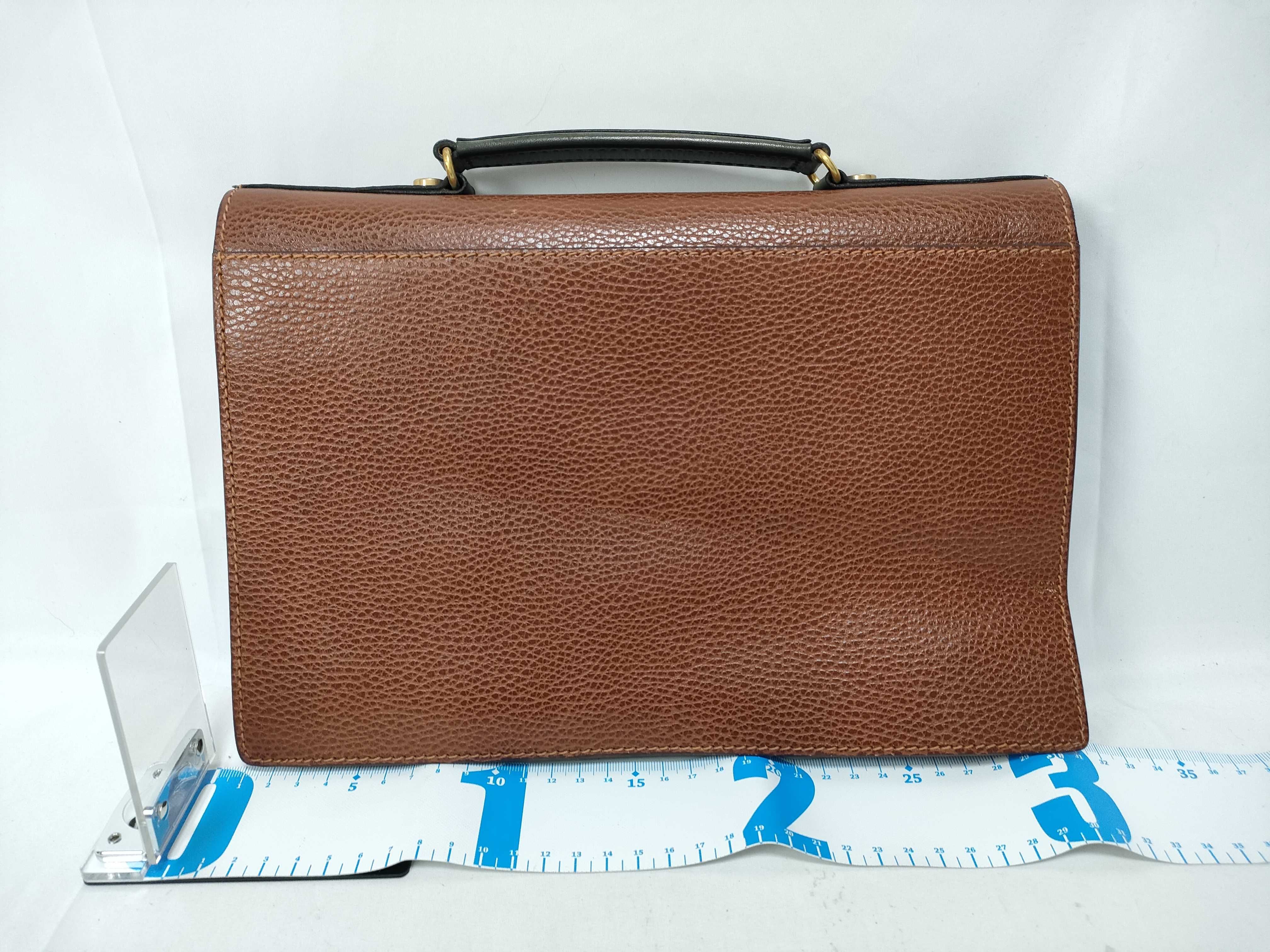 Brioni Tan Pebbled Leather Triple Compartment Document Case