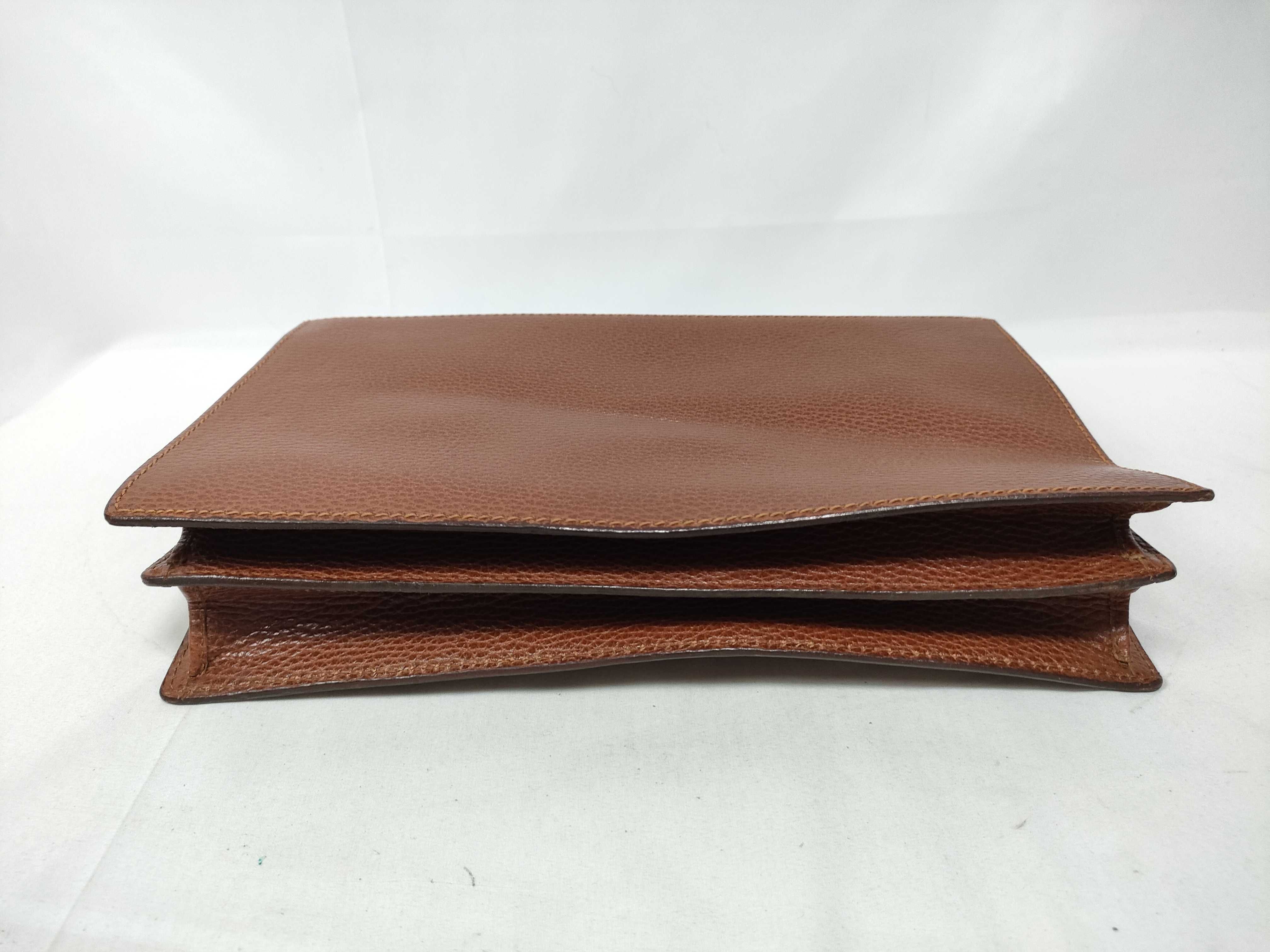 Brioni Tan Pebbled Leather Triple Compartment Document Case