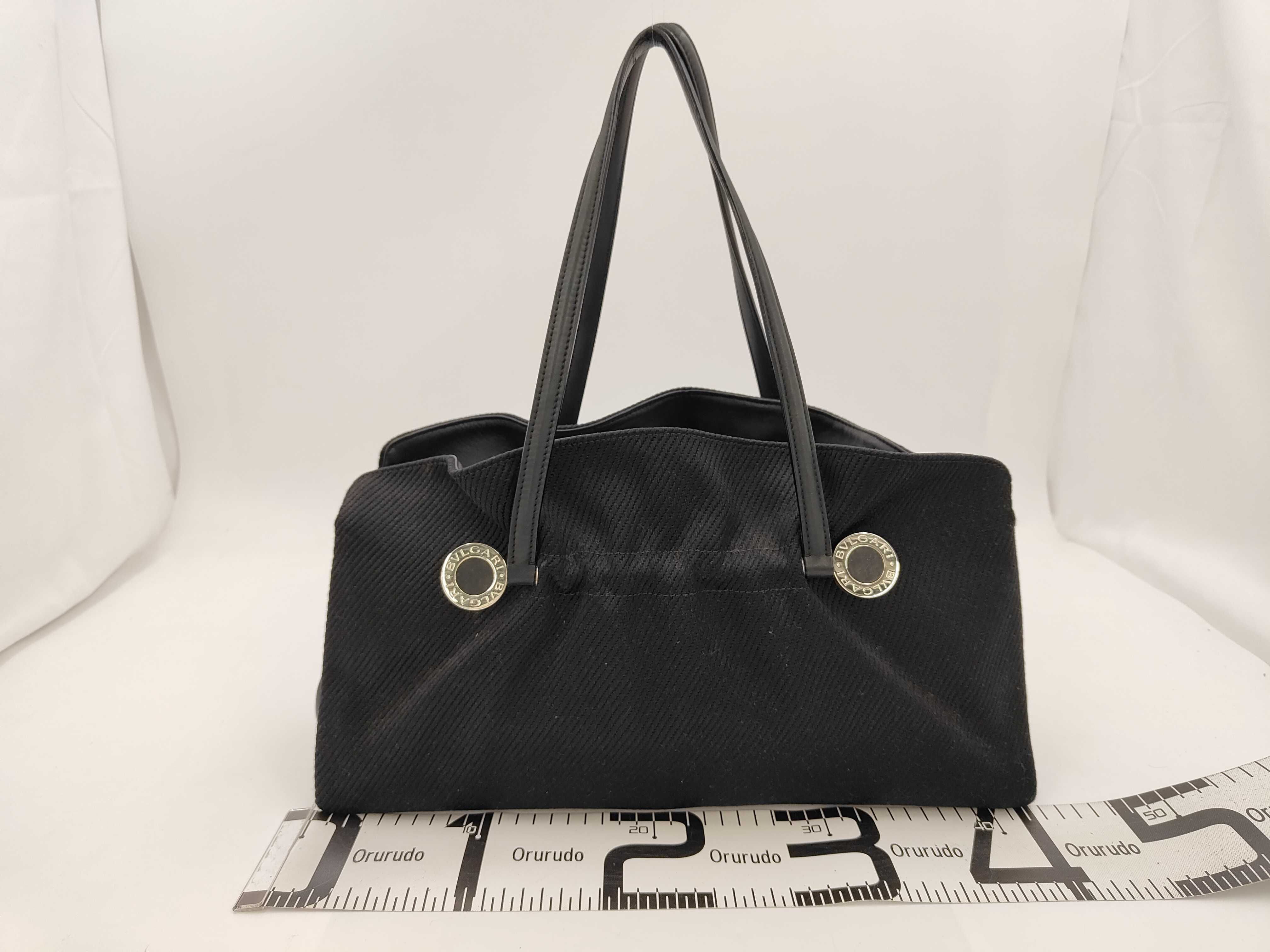 Bvlgari Black Twill and Leather Tote Bag with Dust Bag