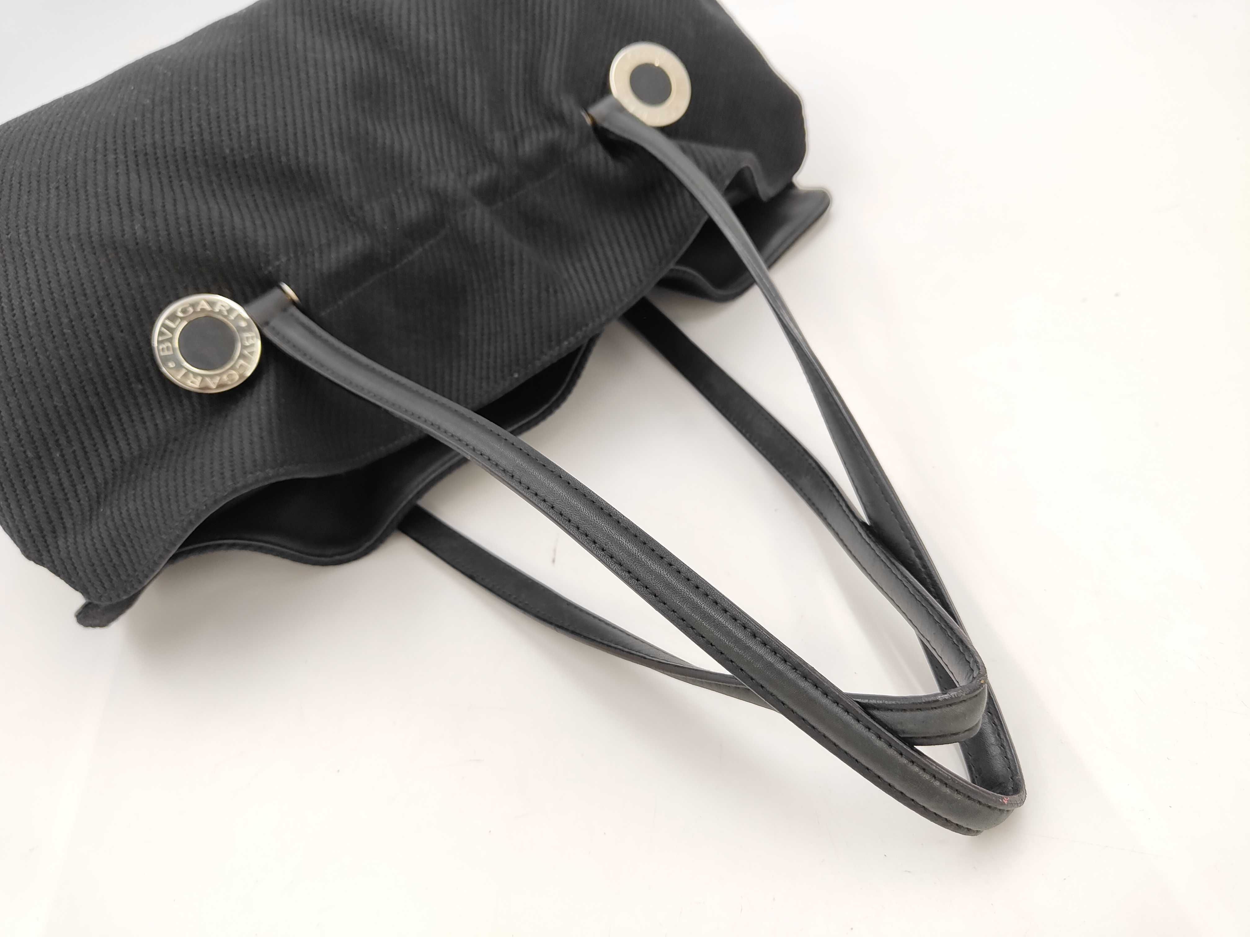 Bvlgari Black Twill and Leather Tote Bag with Dust Bag