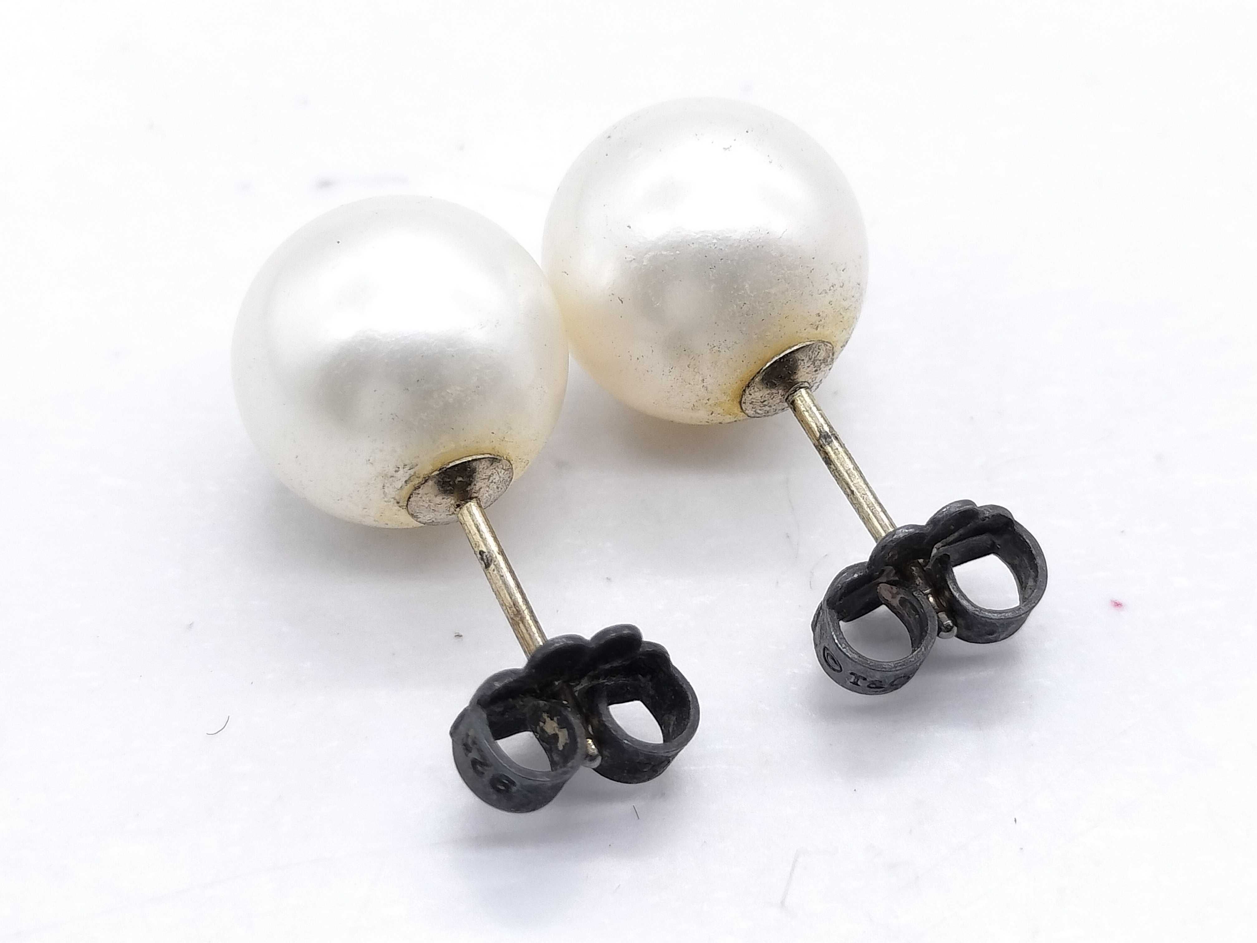 Tiffany & Co. Sterling Silver and 9.5mm Cultured Pearl Stud Earrings
