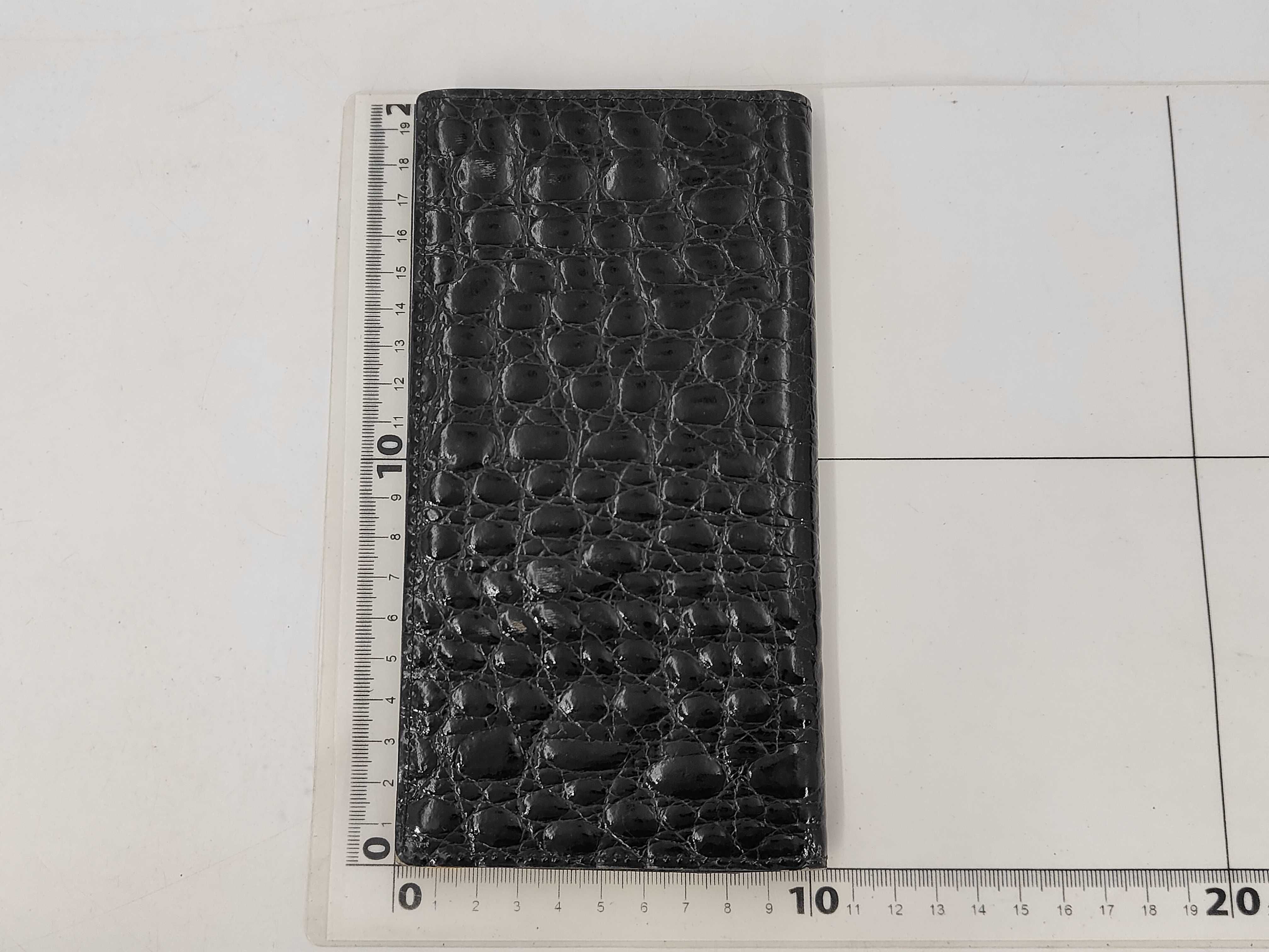 Vintage Celine Black Crocodile Patterned Leather Long Bifold Wallet
